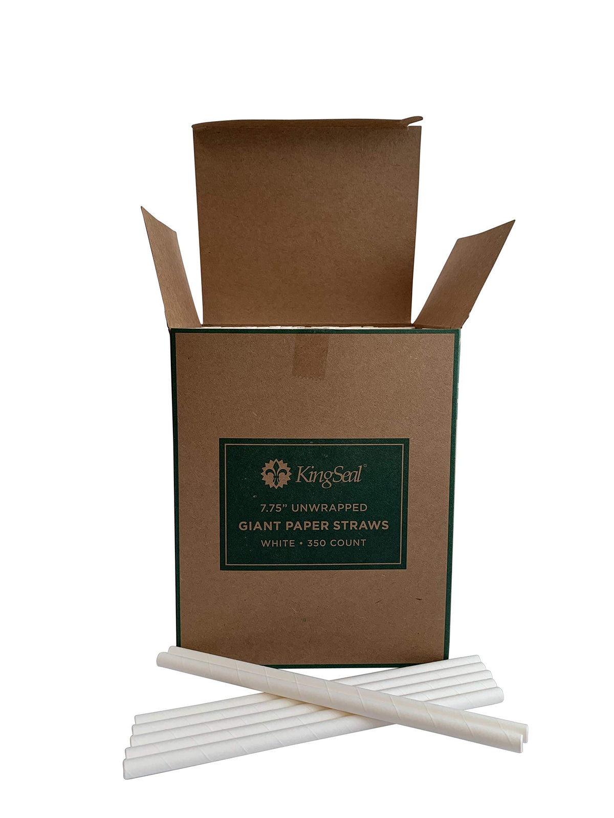 Kingseal Disposable Paper Drinking Straws, Unwrapped, White, 7.75 Inch Length X 8Mm Diameter, Giant'' Size, White, Biodegradable