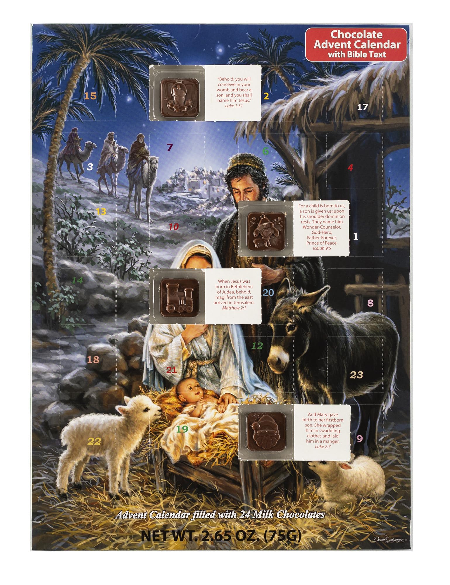 Vermont Christmas Company 'Star of Wonder' Chocolate Advent Calendar with Nativity Story (Countdown to Christmas) - 24 Windows o