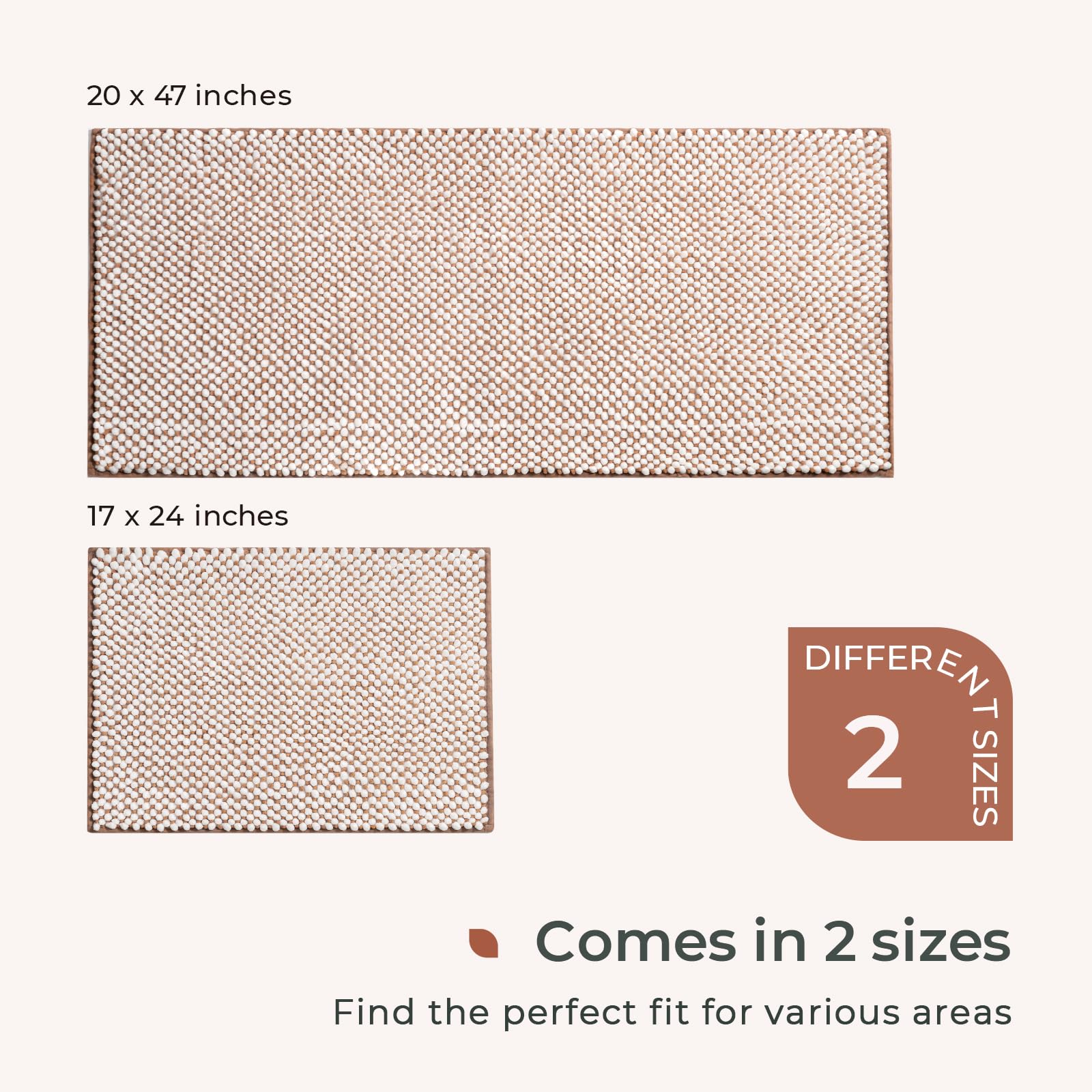 Freshmint Chenille Bathroom Rugs Sets 2 Piece 17''X24''+20''X47'', Non-Slip Bath Mats For Bathroom Absorbent Bath Rug Washable S