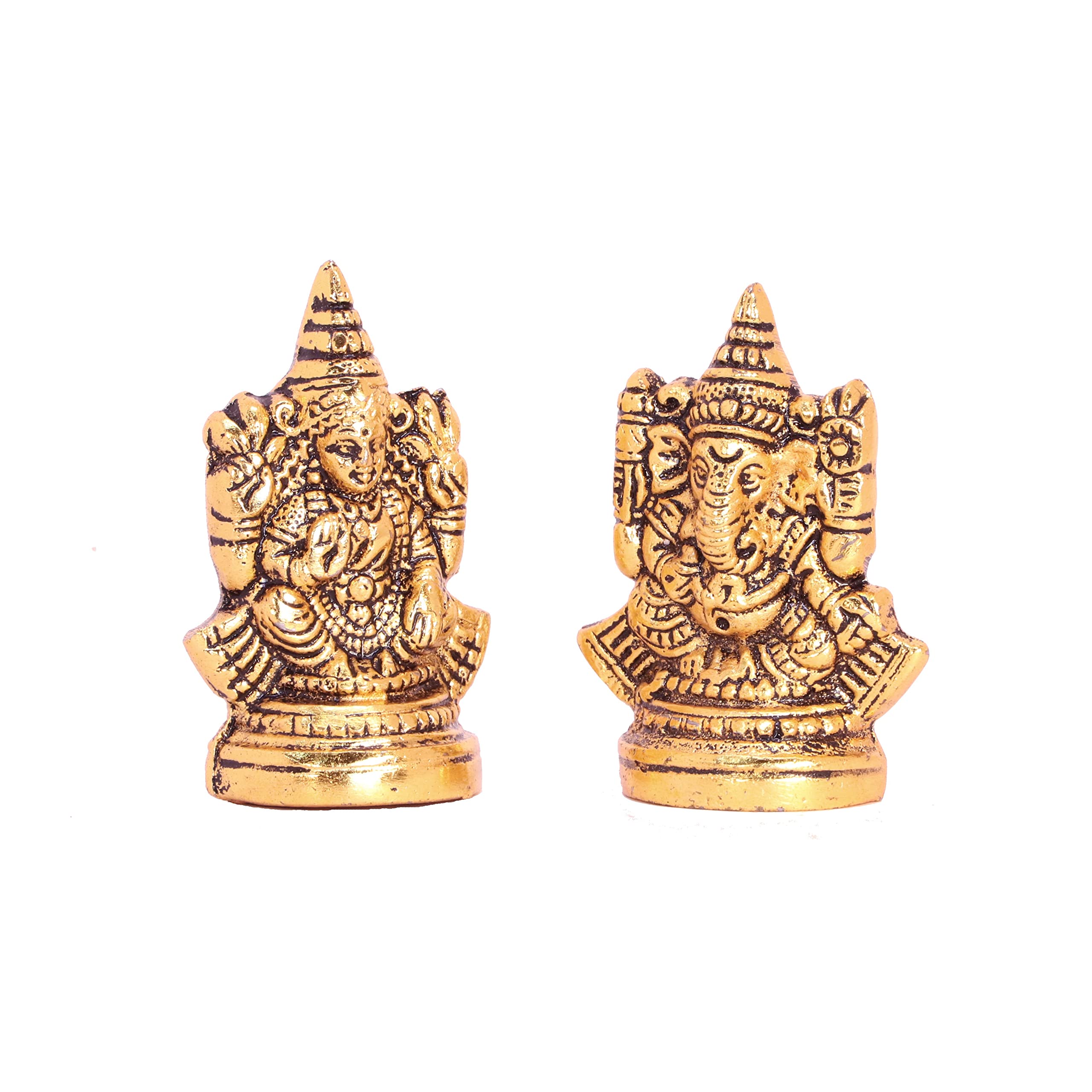 Kridaykraft Metal Laxmi Ganesh Idol Decorative Murti Metal Laxmi Ganesha Statue For Pooja & Decor Your Home, Office, Decorative