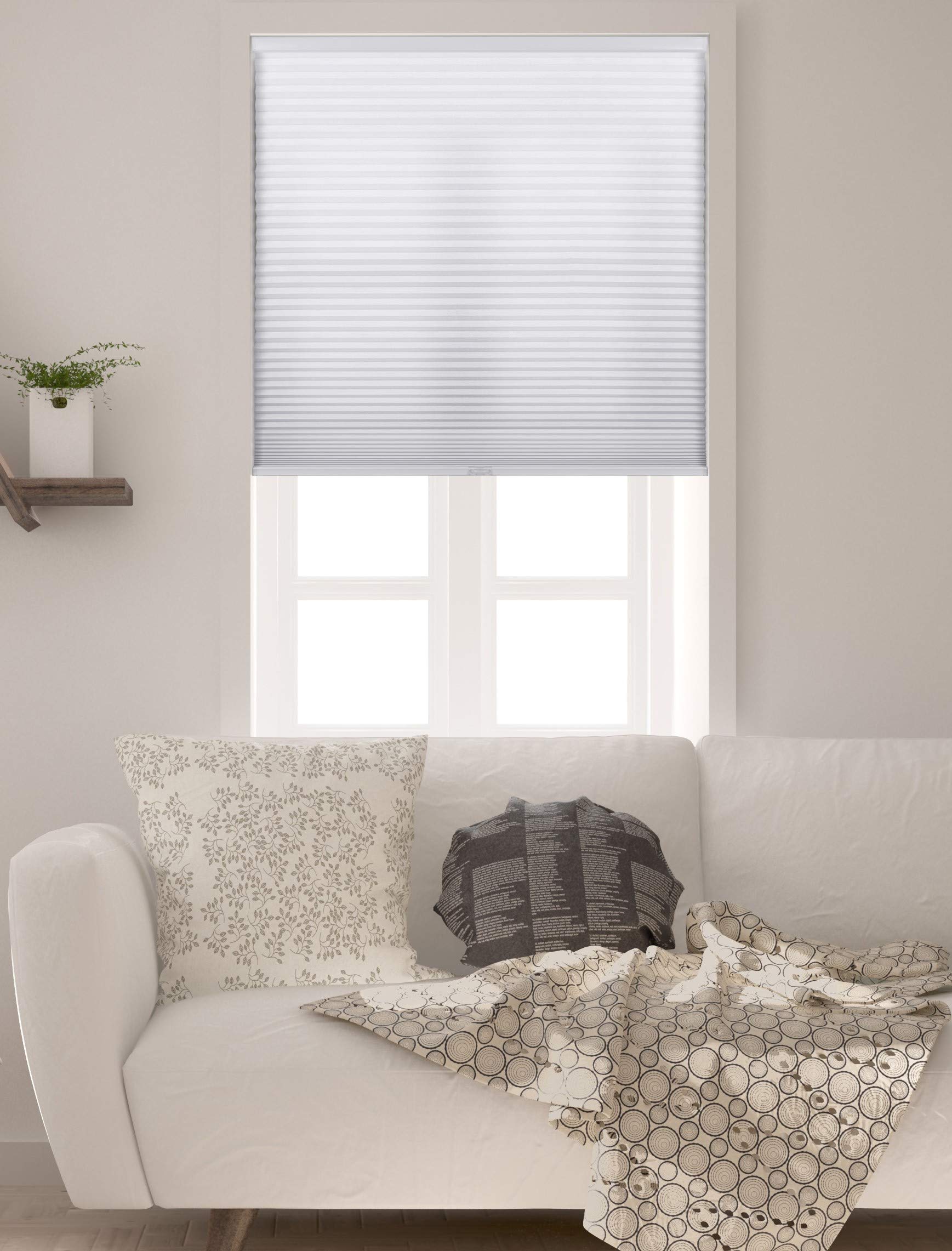 Arlo Blinds Single Cell Light Filtering Cordless Cellular Shades, Color: Pure White, Size: 34.5 W x 60 H
