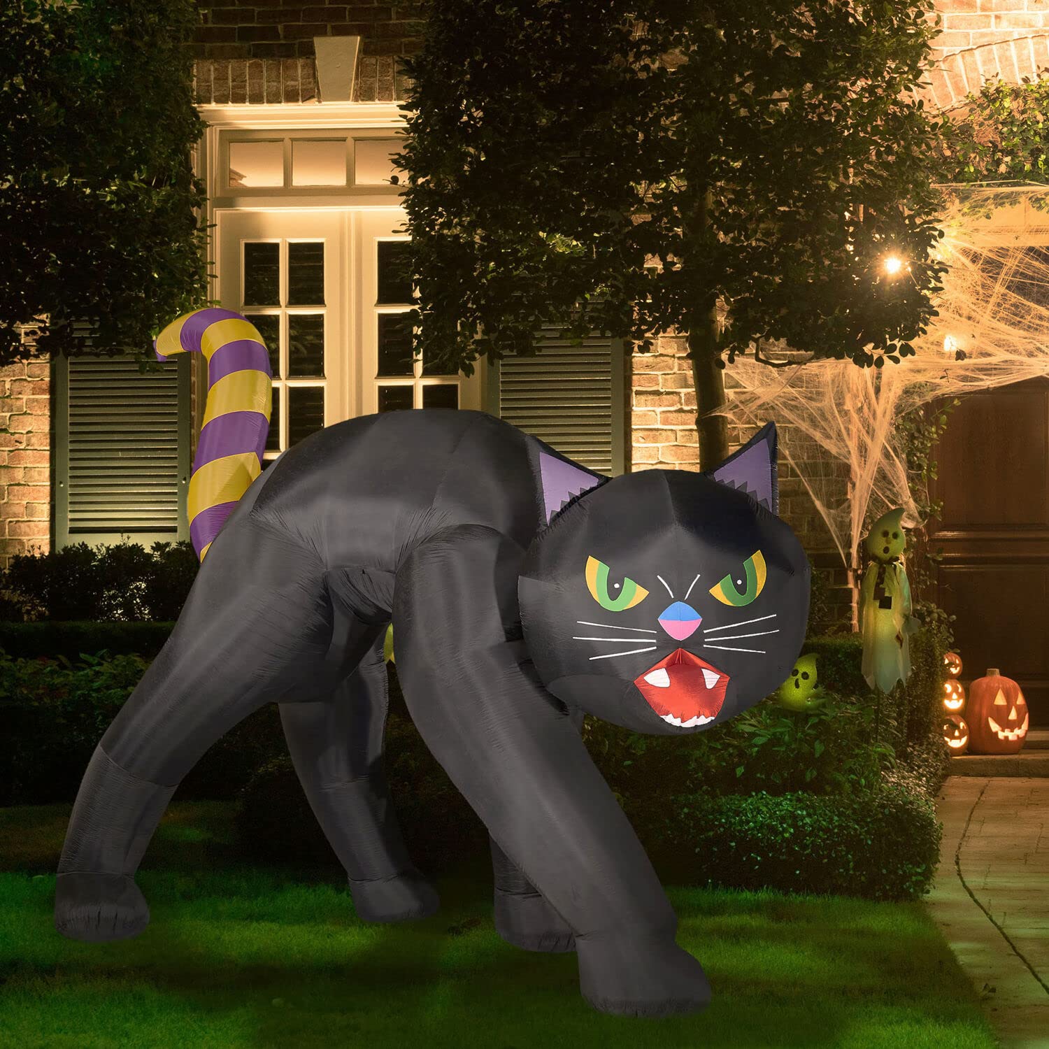 Haunted Hill Farm 9.8 Ft. Halloween Cat Blow Up with LED Lights, Giant Inflatable Yard Decor for Home, Haunted House, Black Cat