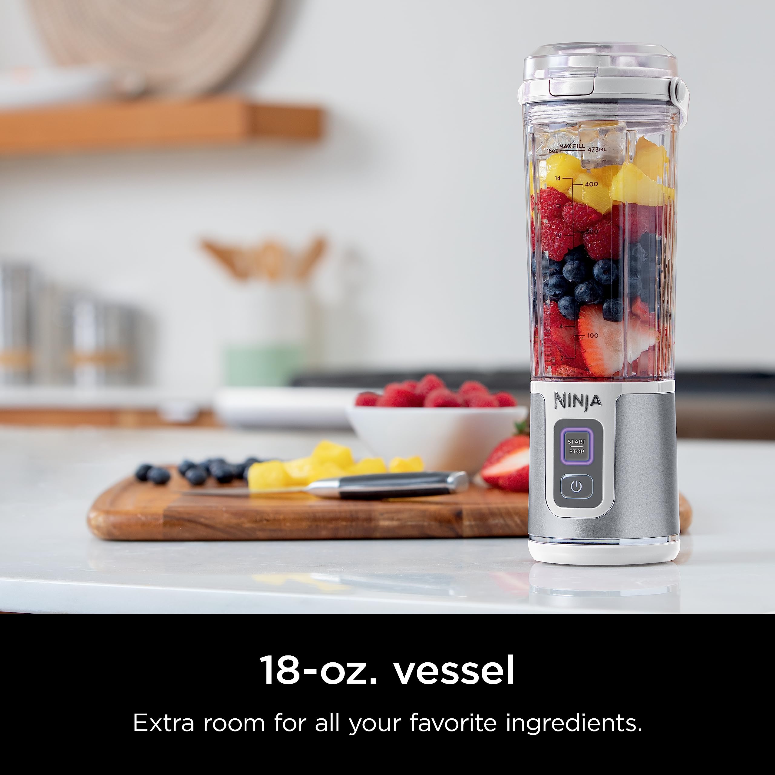 Ninja Bc151Wh Blast Portable Blender, Cordless, 18Oz. Vessel, Personal Blender-For Shakes & Smoothies, Bpa Free, Leakproof-Lid &