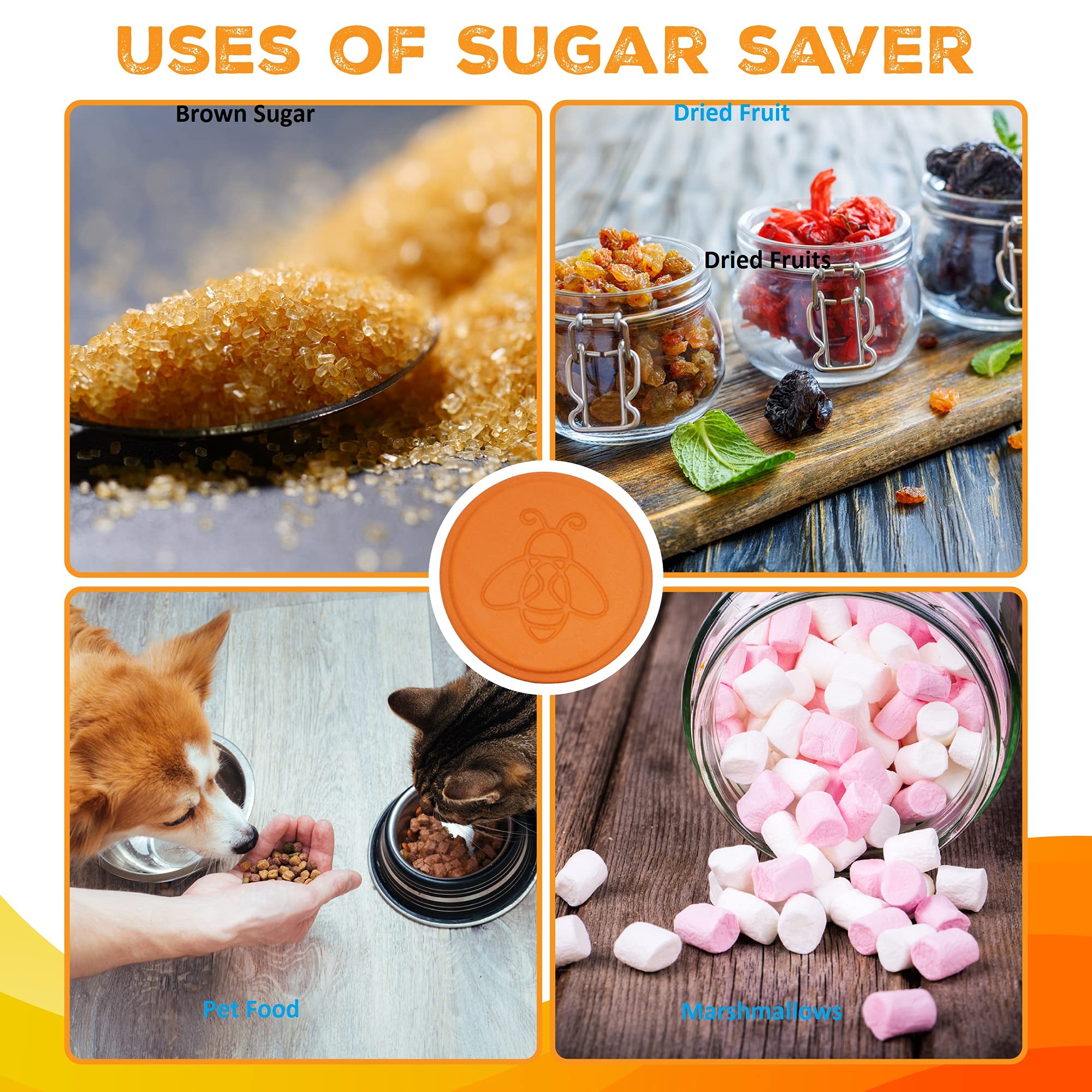 ENOLVO Terracotta Brown Sugar Saver- Brown Sugar Keeper Disc to Maintain Food Moisture in Storage Container - Terra Cotta Bear S