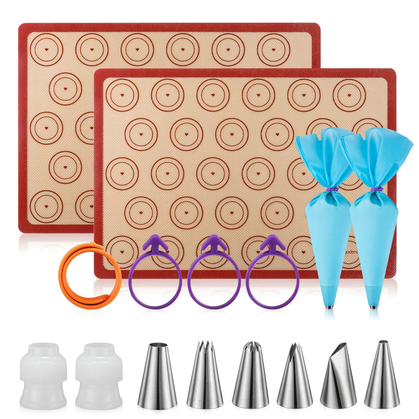 Macaron Silicone Baking Mats Kit (16pcs set) Macaroon Baking Mat Set of 2 Half Sheet Macaron Silicone Mat Nonstick Macaron Mat S