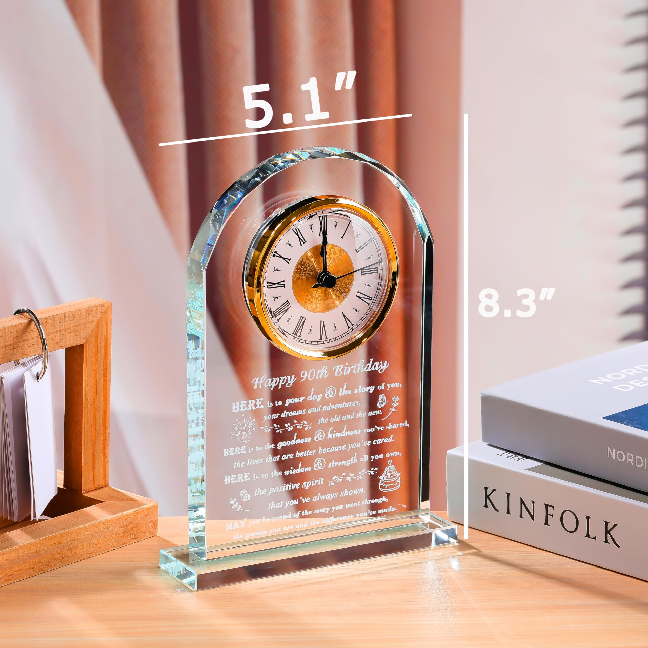 90th Birthday Gifts for Women Men - Crystal Clock Gifts Personalized 1935 90 Year Old Birthday Present for Her Him - Happy 90th