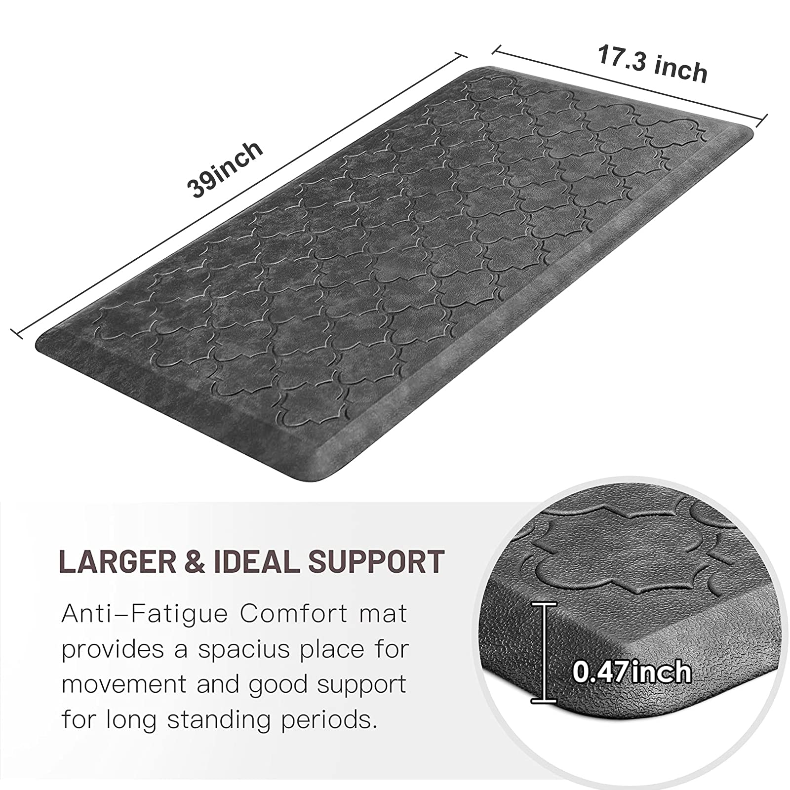 Wiselife Kitchen Mat Cushioned Anti Fatigue Floor Mat,17.3''X39'', Thick Non Slip Waterproof Kitchen Rugs And Mats,Heavy Duty Fo
