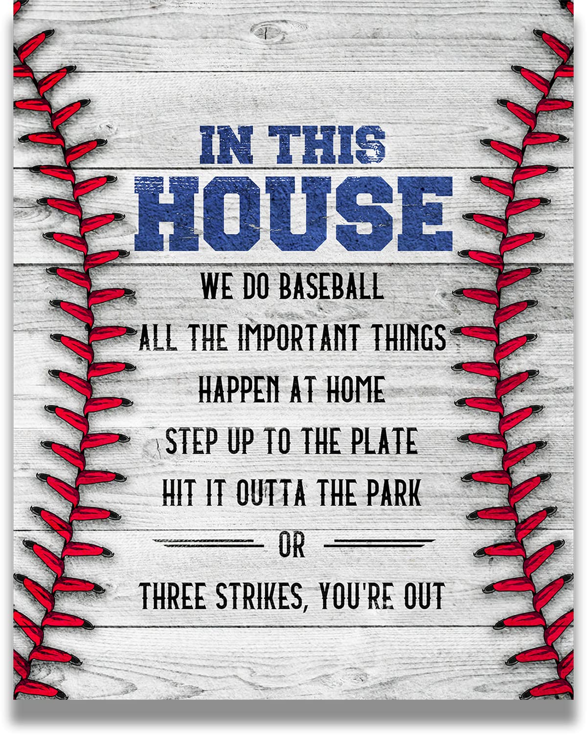 Govivo In This House We Do Baseball - Baseball Motivational Sports Quotes - Baseball Wall Art For Boys Bedroom, Baseball Coach G