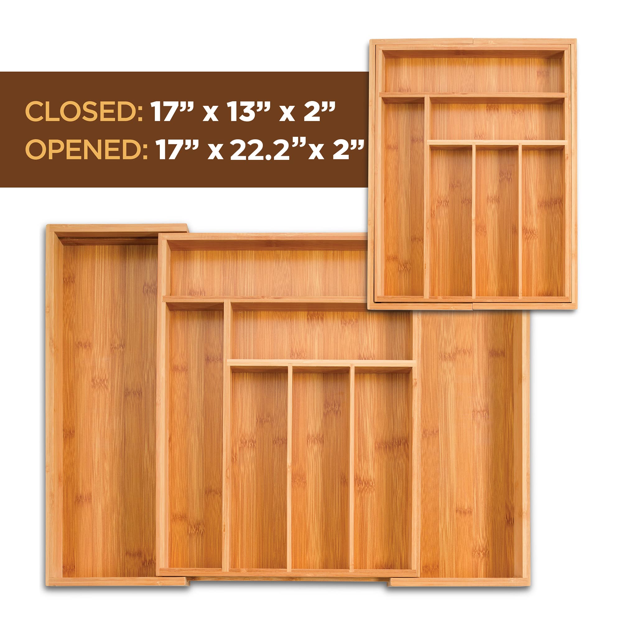 Bambsi Expandable Silverware Organizer - Bamboo Kitchen Drawer Organizer, Utensil Holder - Drawer Organization And Storage In Ki