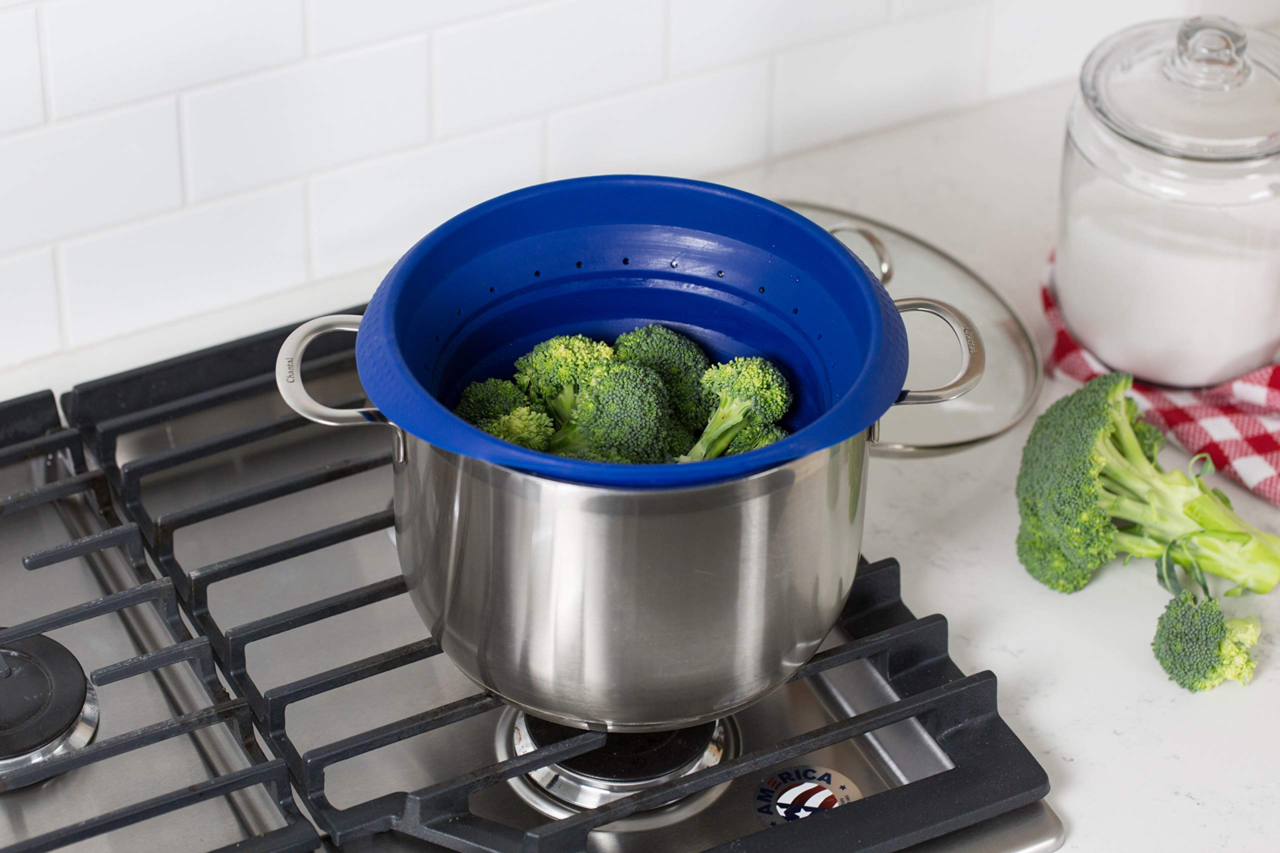 Better Houseware 4-Quart Silicone Collapsible Colander - Blue