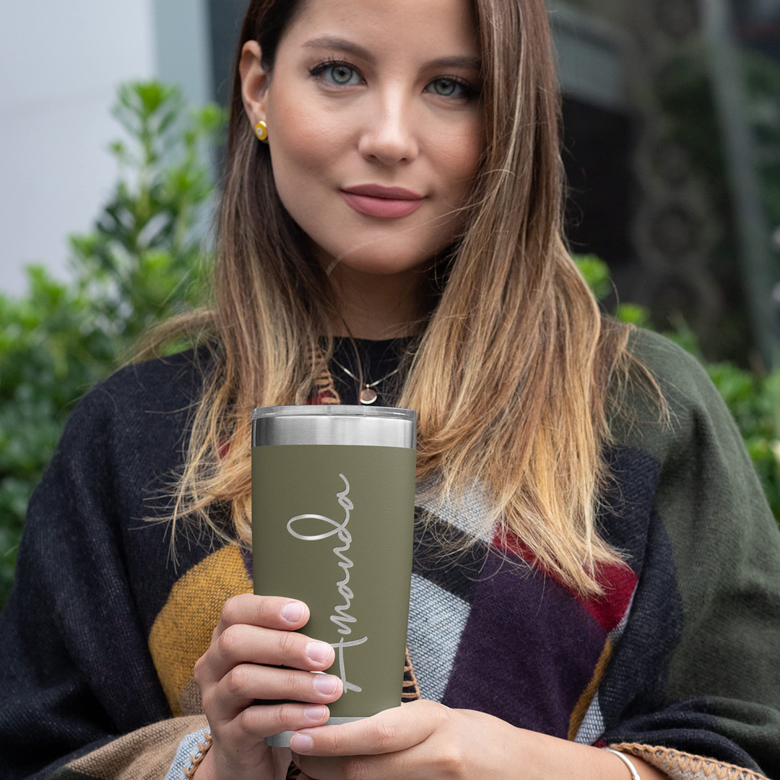 Personalized Tumblers, Stainless Steel 20 Oz Tumbler W/Lid | 13 Designs | Personalized Cups Double Walled Insulated Coffee Cup F