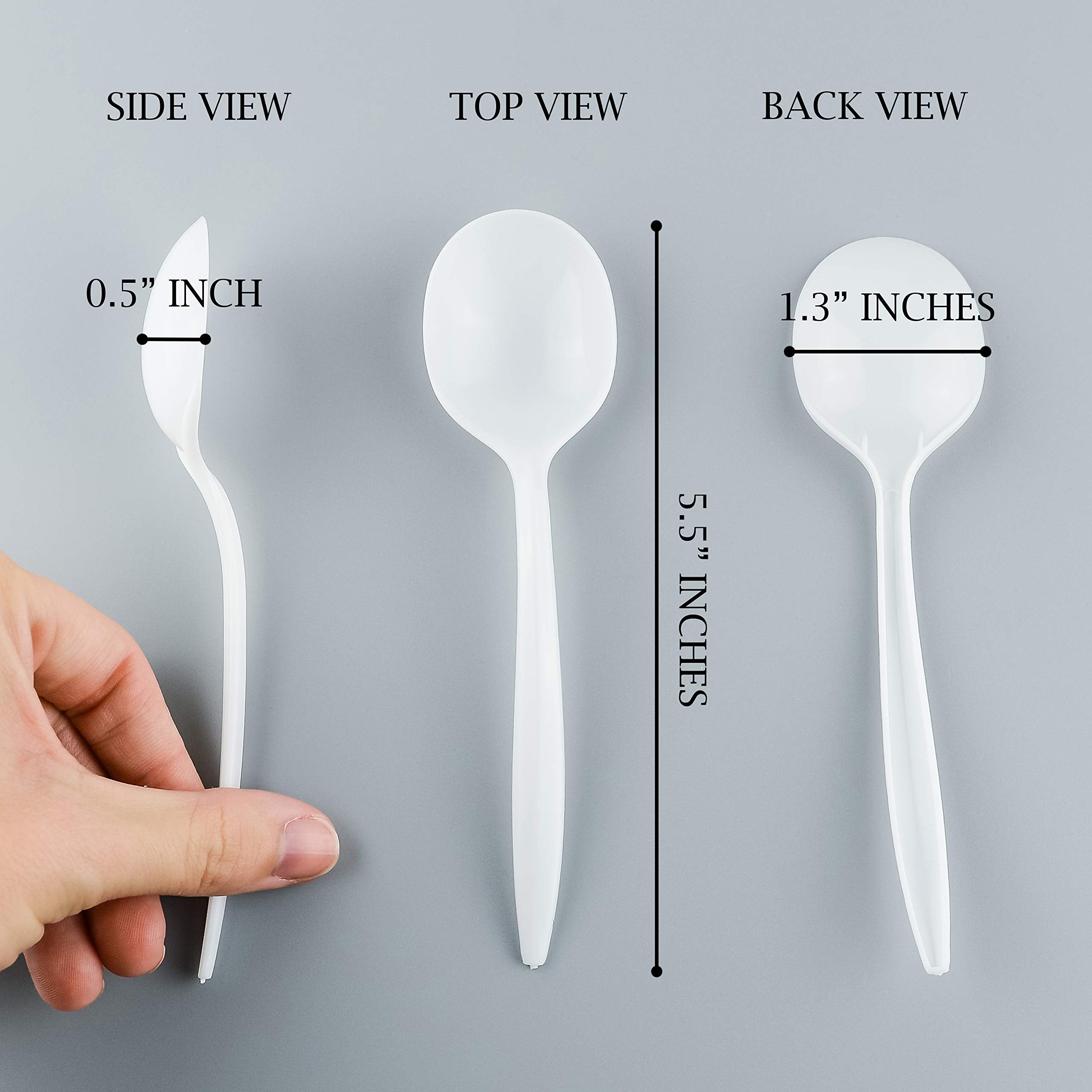 Plasticpro Cutlery 400 Mediumweight White Disposable Plastic Soup Spoons