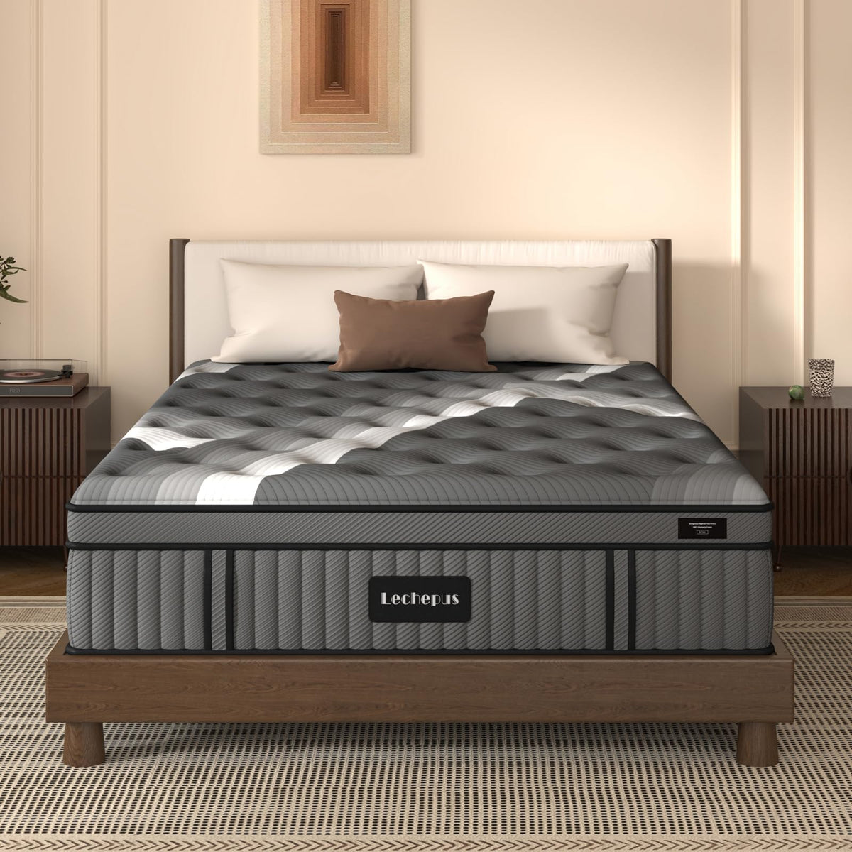 Lechepussleep King Mattress,Lechepus 14Inch Soft Memory Foam Hybrid Mattress In Box,Plush Feel King Size Mattress With Supportiv