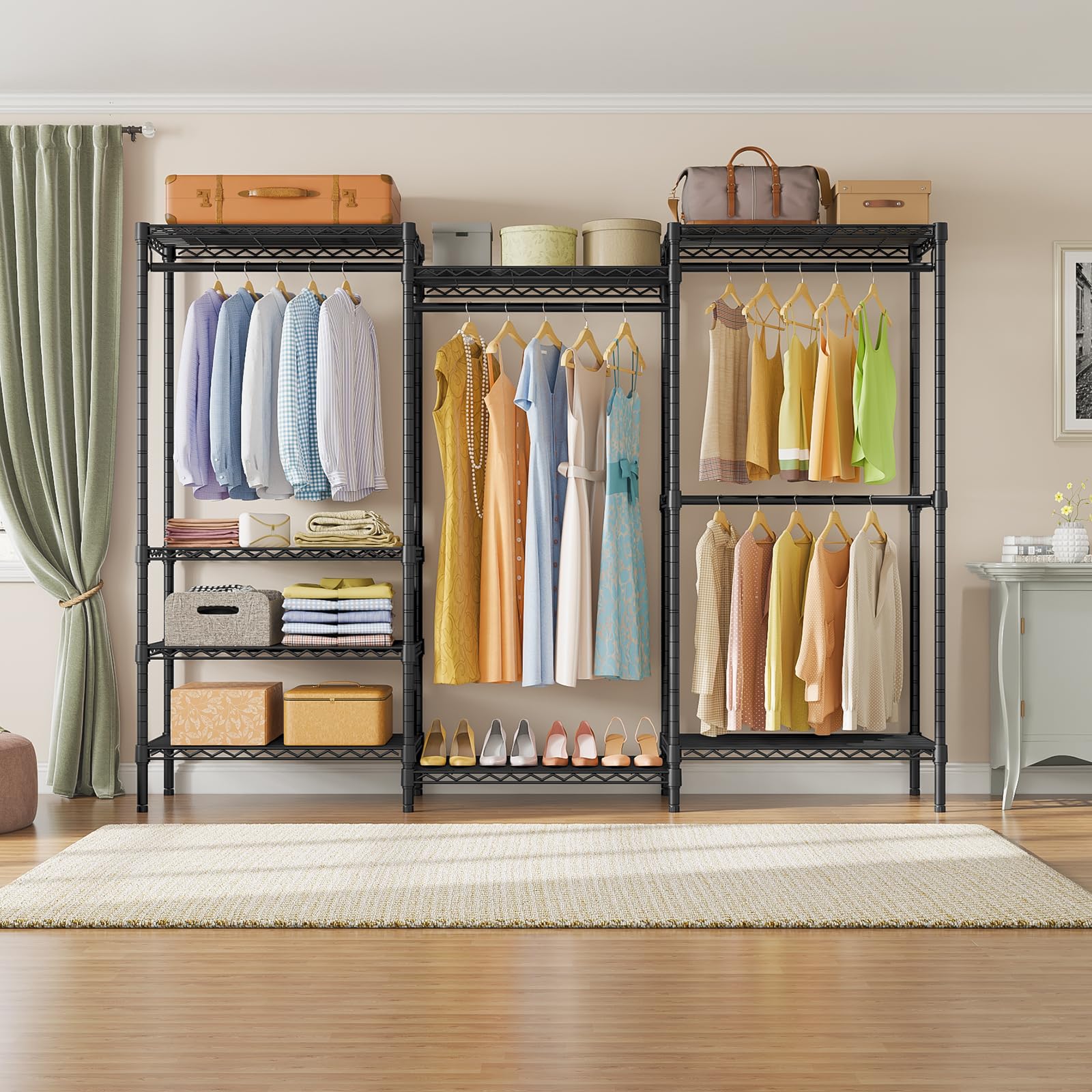 Vipek V5 Plus Large Portable Closet Rack Freestanding Wardrobe Closet, Multi-Functional Clothes Rack Heavy Duty Metal Clothing R