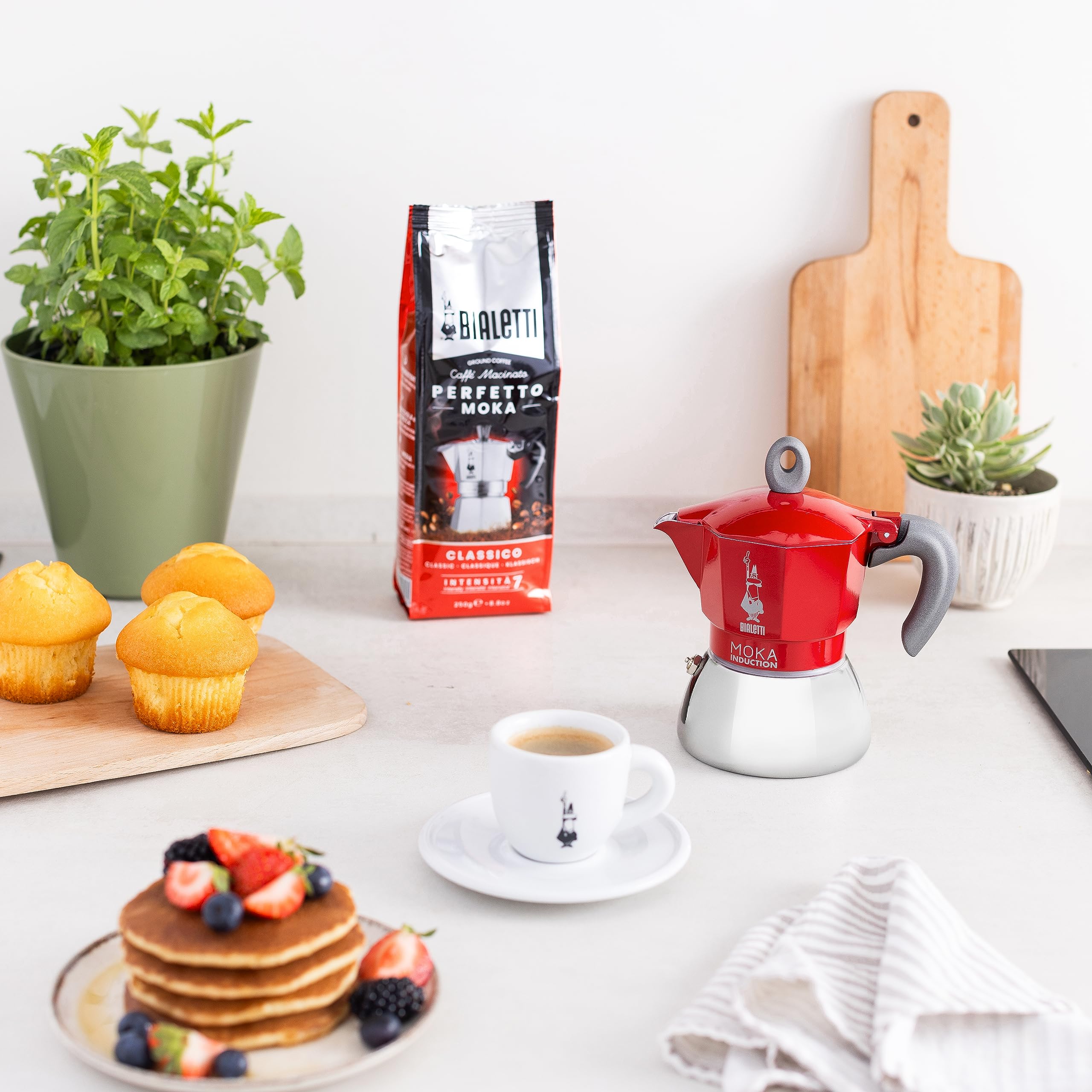 Bialetti - Moka Induction, Moka Pot, Suitable For All Types Of Hobs, 2 Cups Espresso (2.8 Oz), Red