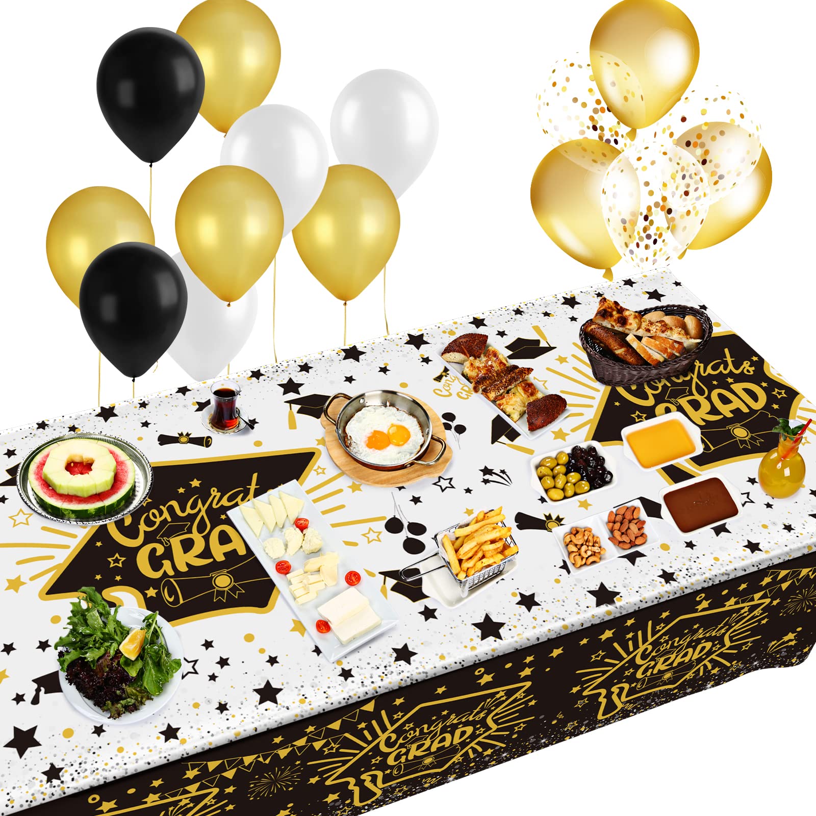 4 Pack Graduation Party Supplies 2025 Plastic Graduation Tablecloth, 54x108 Waterproof Rectangle Table Cover Congrats Grad Party