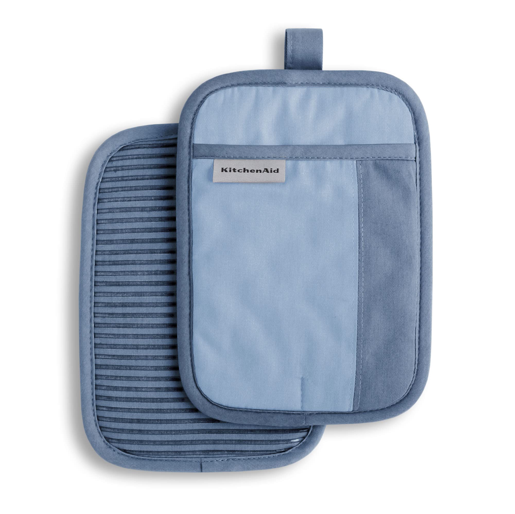 KitchenAid Beacon Two-Tone Non-Slip Pot Holder Set, Blue Velvet/Blue Heaven, 7x10, 2 Piece