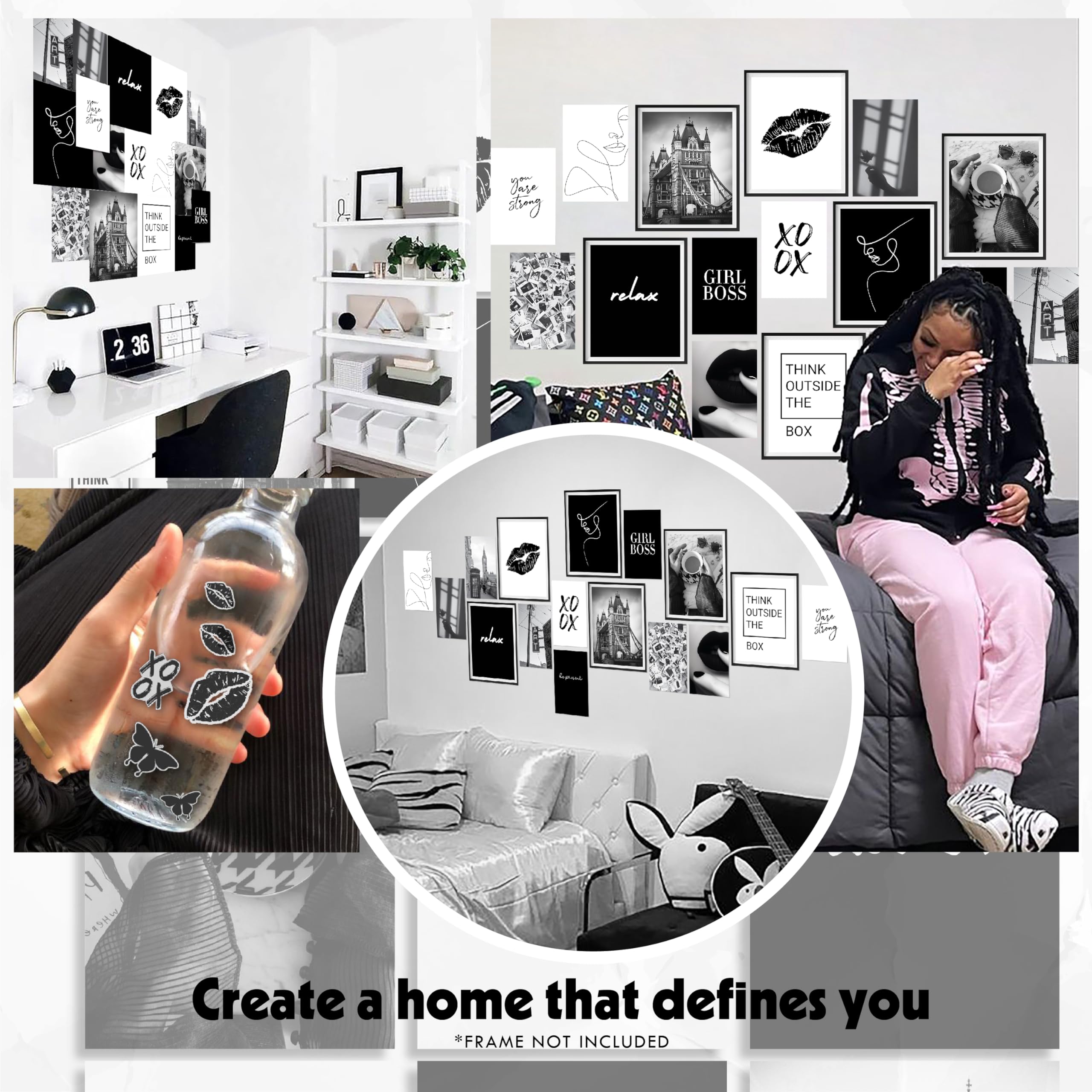 97 Decor Black and White Posters for Room Aesthetic - Black and White Wall Decor  Black and White Room Decor for Teen Girls  Boy Play Bunny Art Prints  Photo Picture Bedroom Decoration (8x10 UNFRAMED)