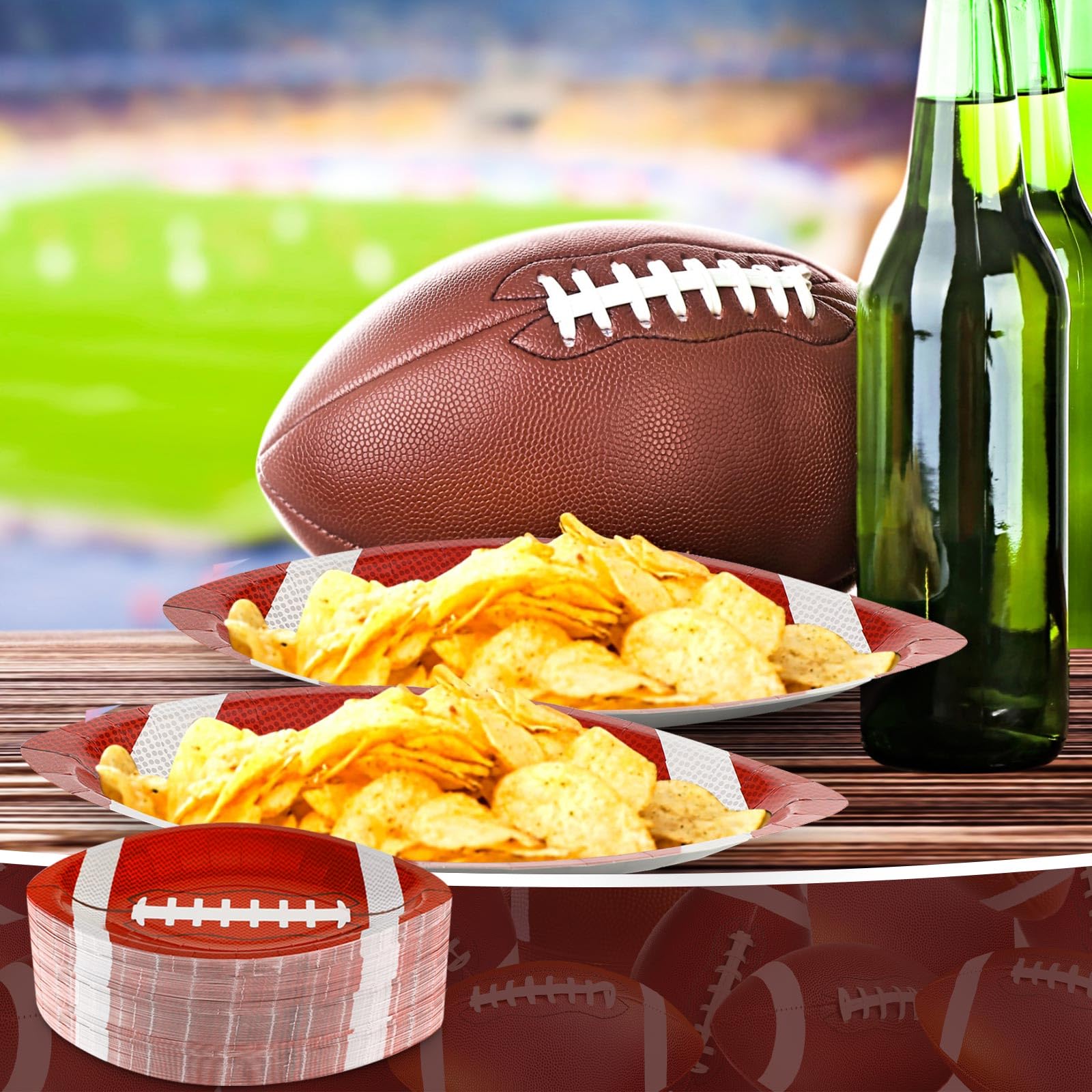 Zubebe 200 Pcs Football Paper Plates Disposable Football Party Supplies Snack Sports Plates Football Birthday Party Favors Dispo