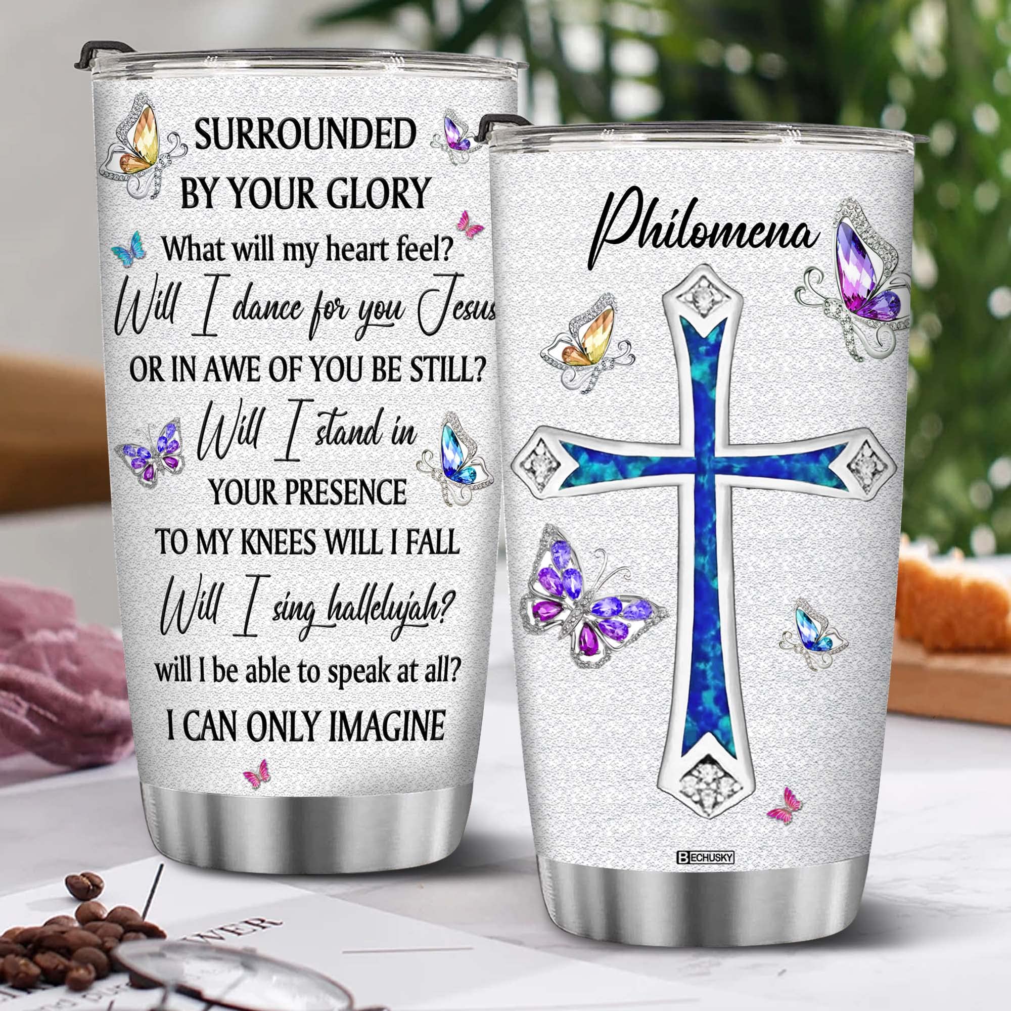 Bechusky Personalized Birthday Gifts For Women Mom Friend Christian Gifts Religious Cross Gifts For Women Cup Bible Faith Gift F