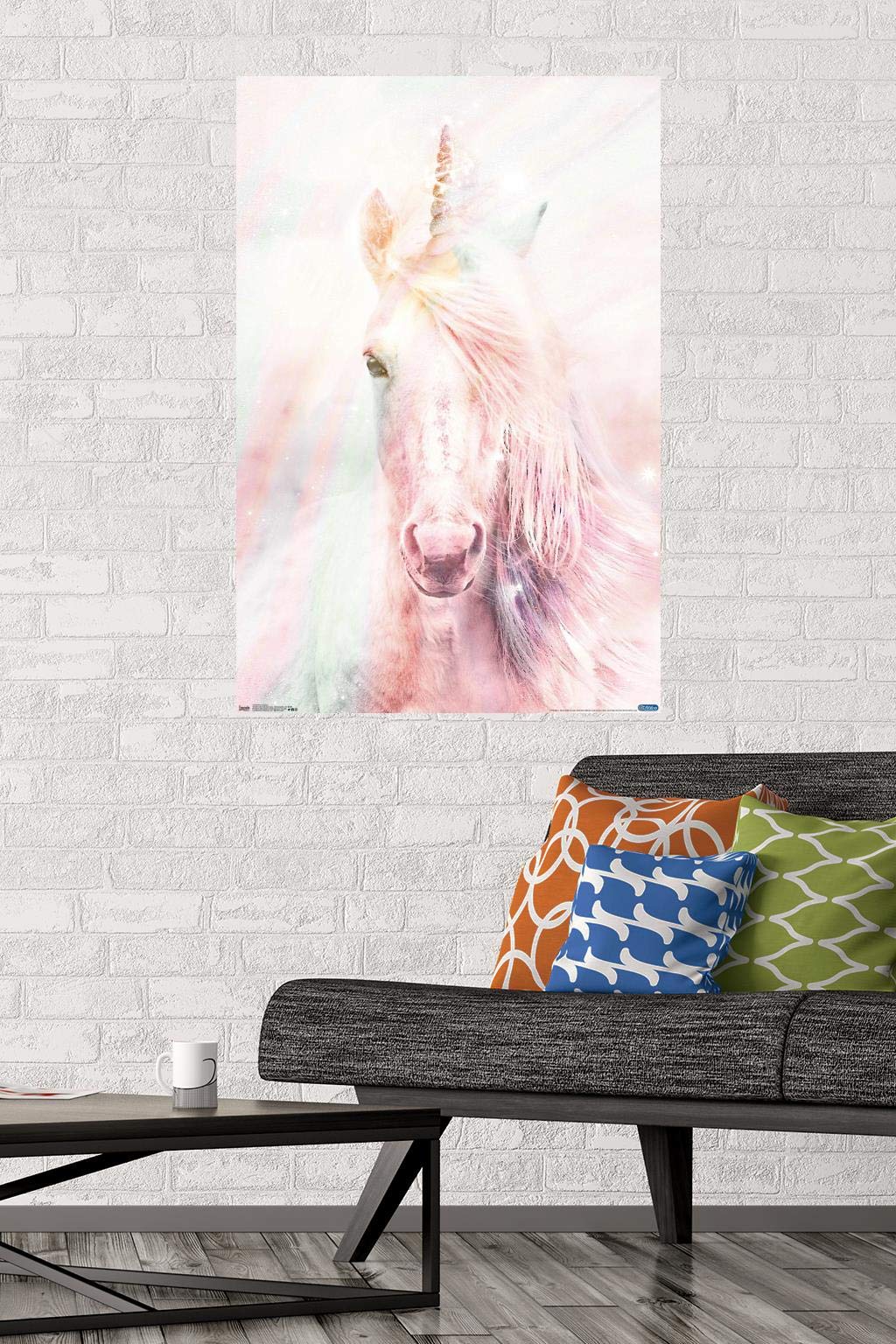 Trends International Pink Unicorn Wall Poster, 22.375'' X 34'', Premium Poster & Mount Bundle