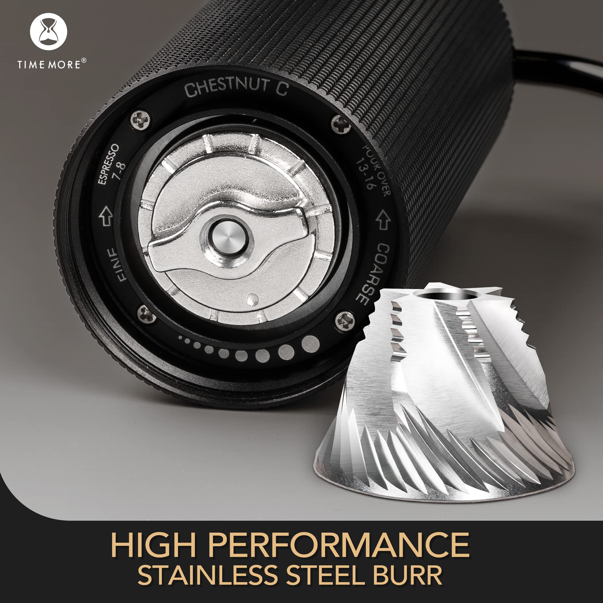 Timemore Manual Coffee Grinder, Stainless Steel Conical Burr Coffee Grinder Manual, Capacity 30G Hand Coffee Grinder With Adjust