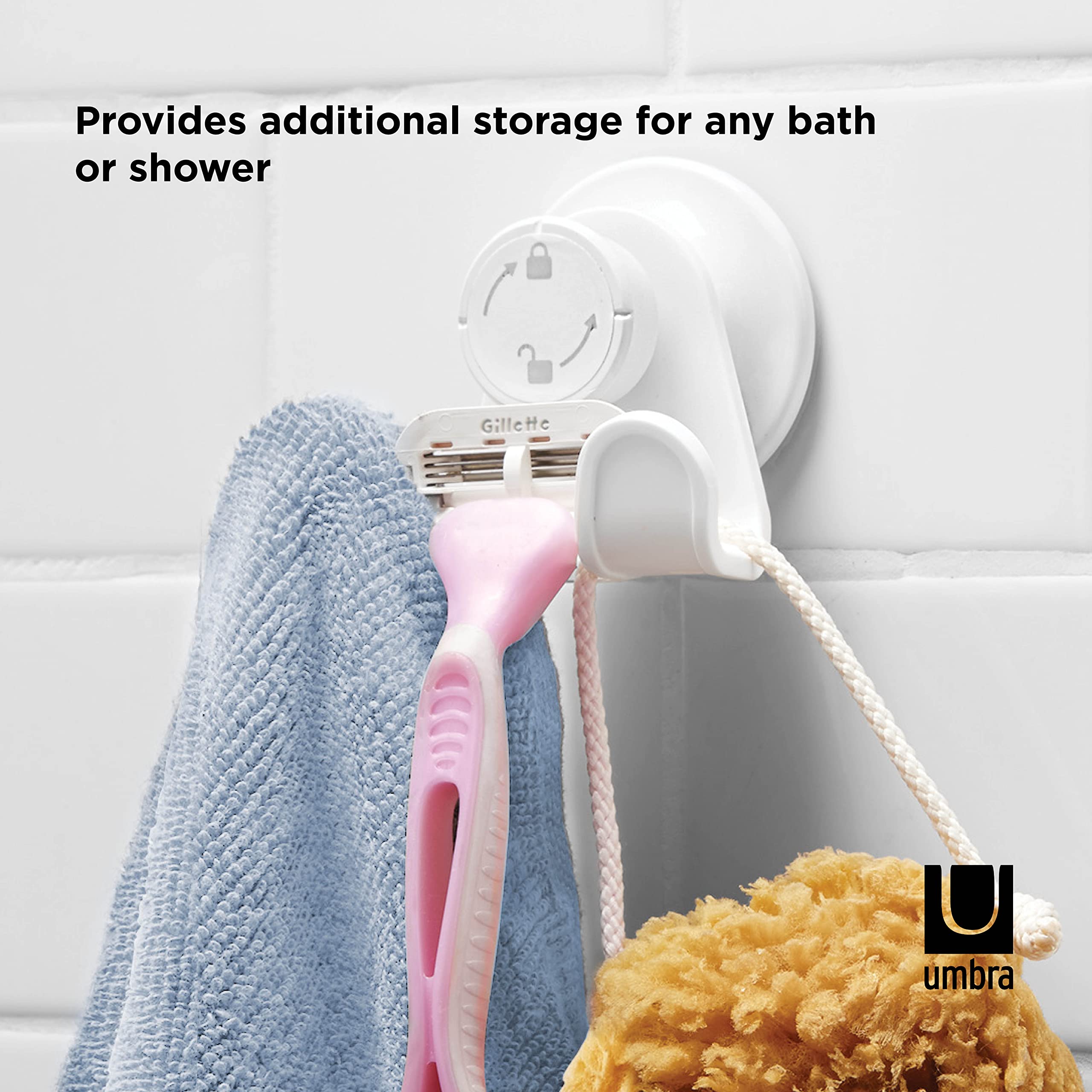 Umbra Flex Shower Storage Accessories with Patented Gel-Lock Technology Suction Cup  5.8170000000000002 x 7.7469999999999999 x 6.1470000000000002 cm  White