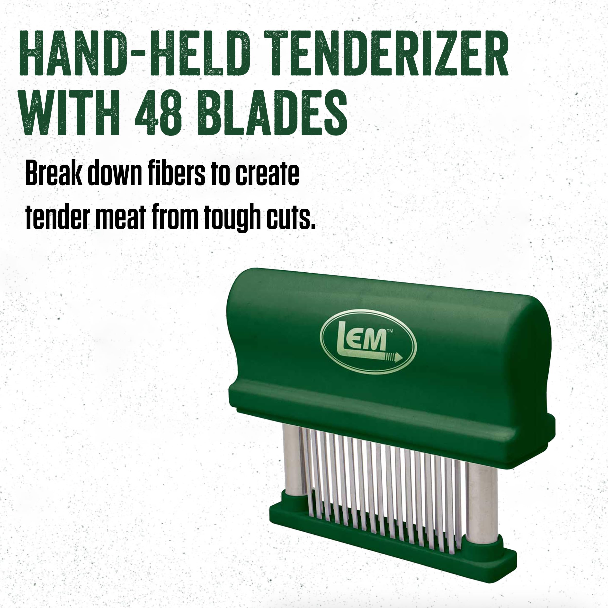 Lem Products Hand Held Tenderizer With 48 Blades, Stainless Steel And Plastic, Green