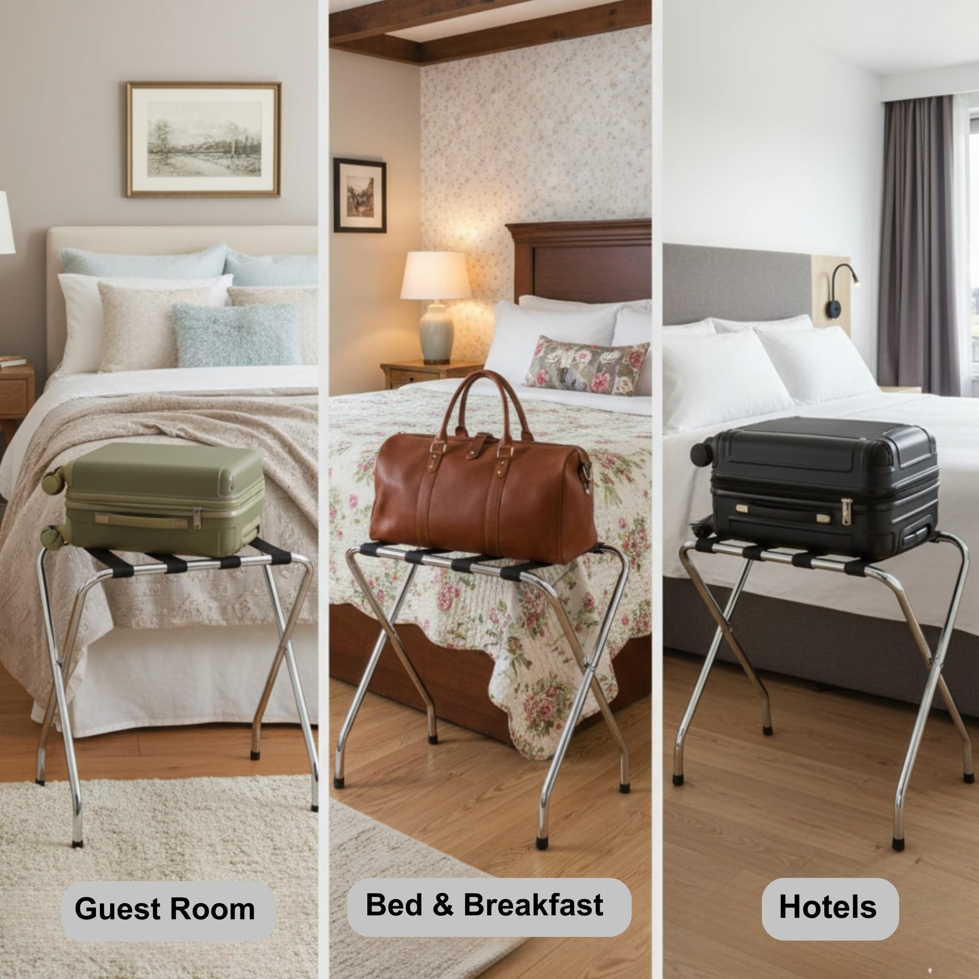 2-Tier X-Shaped Folding Steel Luggage Rack