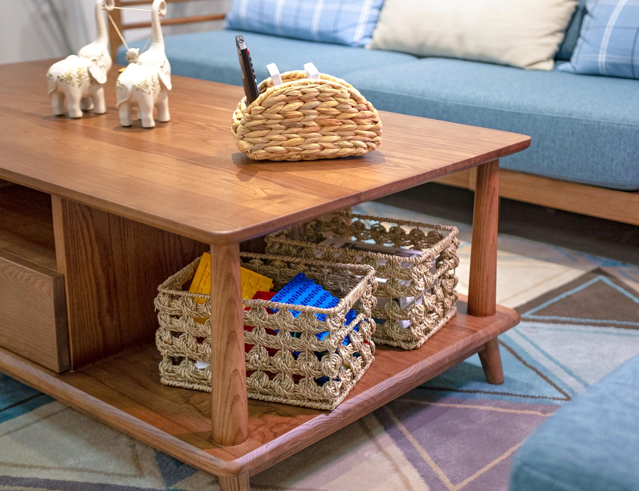 Ellinia Wicker Storage Baskets, Seagrass Baskets For Counter Organizing, Handwoven Rectangular Baskets For Shelves, 11 X 7.5 X 6