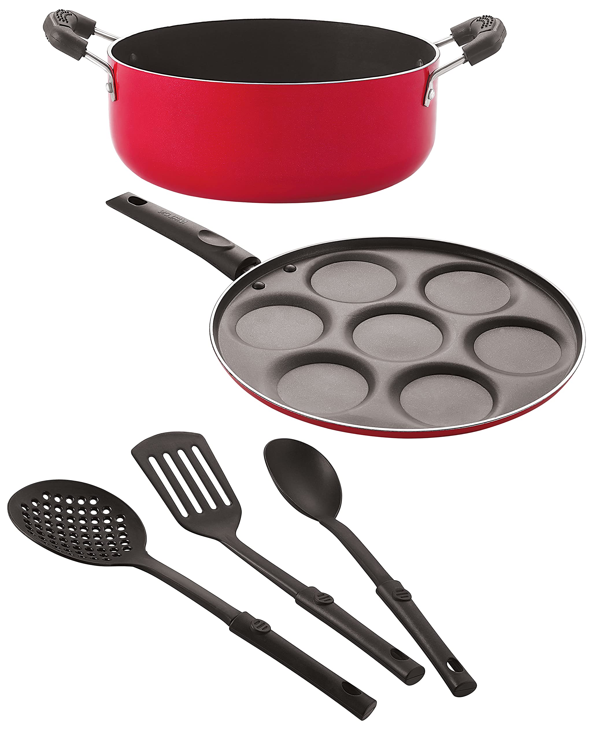 Nirlon Nonstick Kichen Utensil Combo Gift Set, Gas Stove Friendly 5 Pieces|2.6Mm_Casserole20_Up7_3Spn