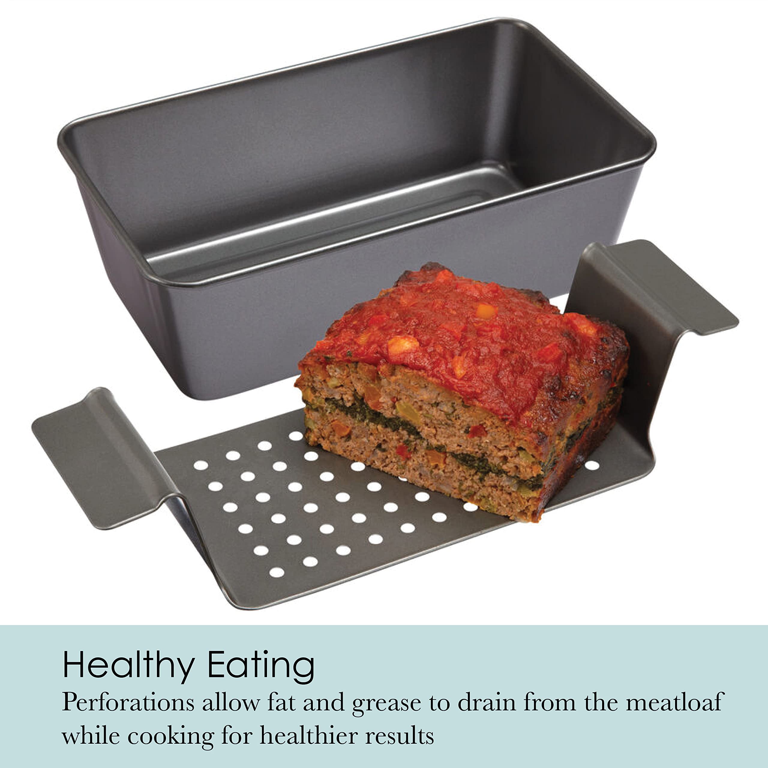 Chicago Metallic Non-Stick 2-Piece Healthy Meatloaf Set, Grey