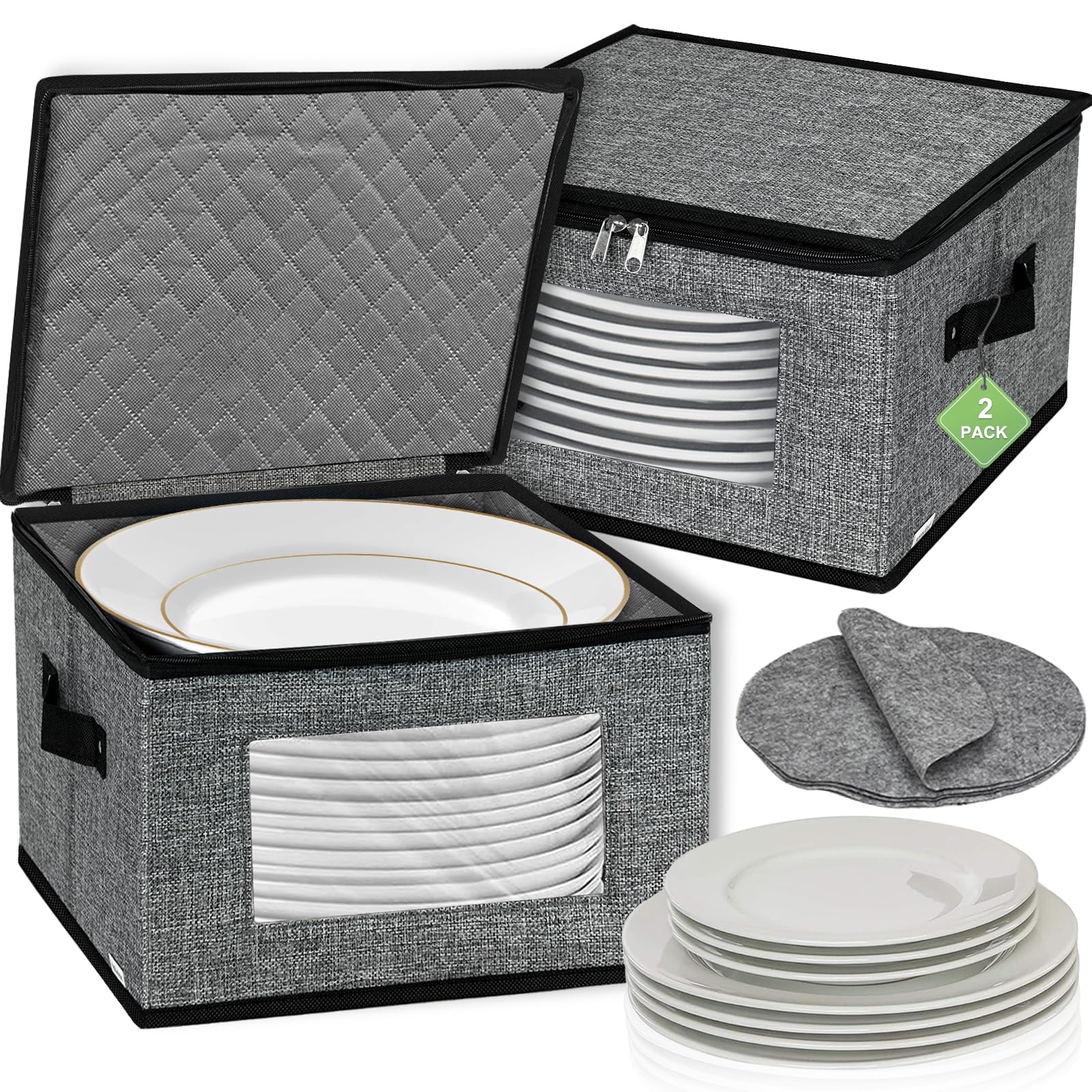 China Storage Containers, 12 Inch Dish Dinner Plate Storage Containers, Hard Shell Quilted Dinnerware Storage Box Case With Lids