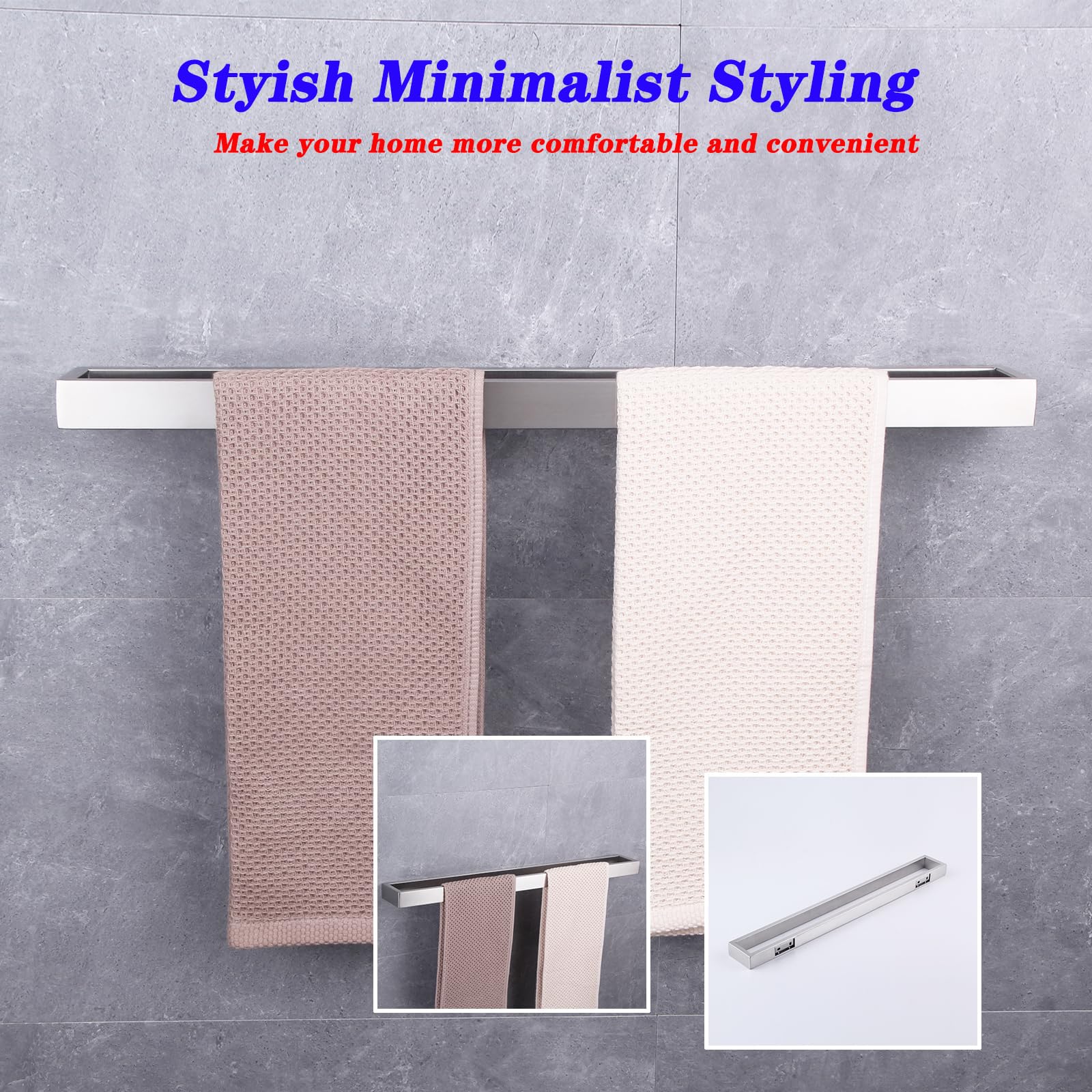 GERZWY Bathroom 30-Inch Towel Bar Stainless Steel Bath Towel Bar Modern Style Wall Mount Brushed Finish