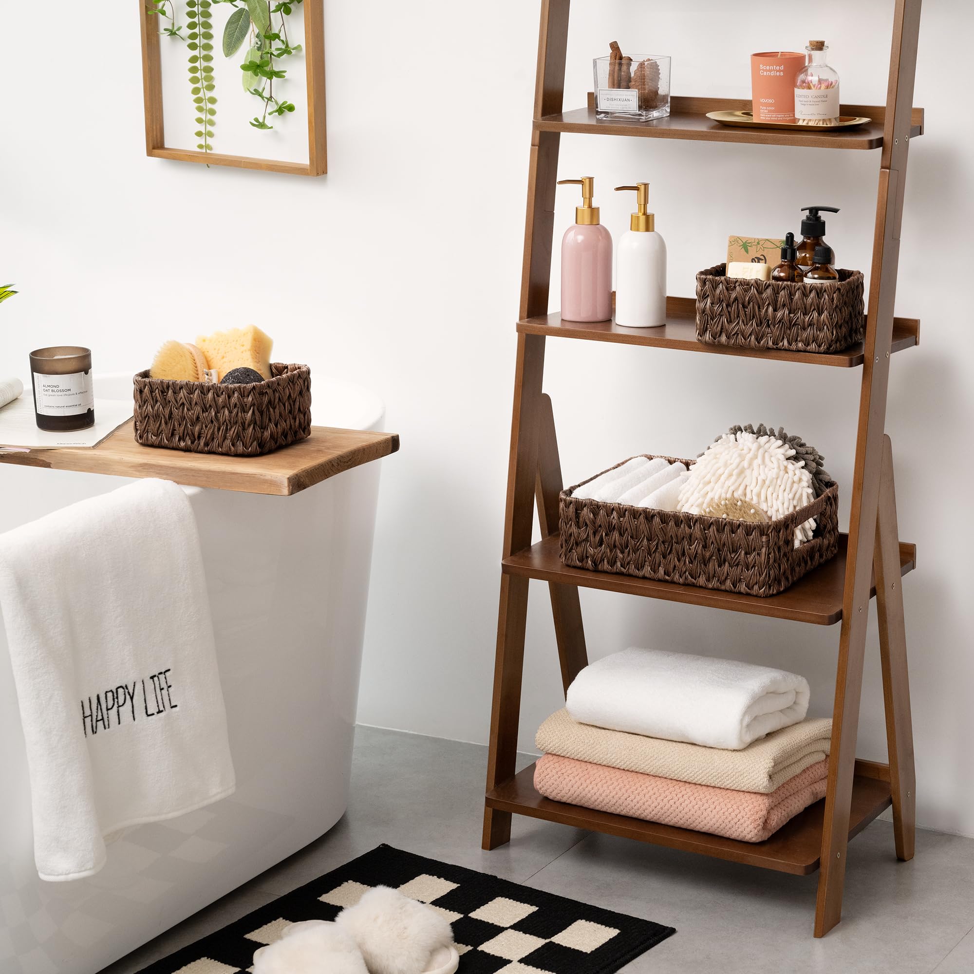 GRANNY SAYS Wicker Baskets for Organizing  Nesting Storage Baskets for Shelves  1 Large and 2 Small Wicker Baskets Waterproof  Brown  3-Pack
