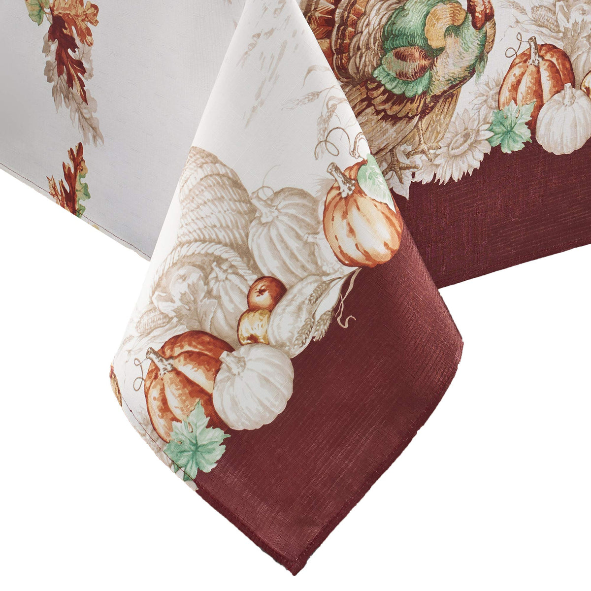 Elrene Home Fashions Holiday Turkey Bordered Fall Wrinkle Resistant Tablecloth, Seasonal Dining-Table Cover, 60'' X 102'' Rectan