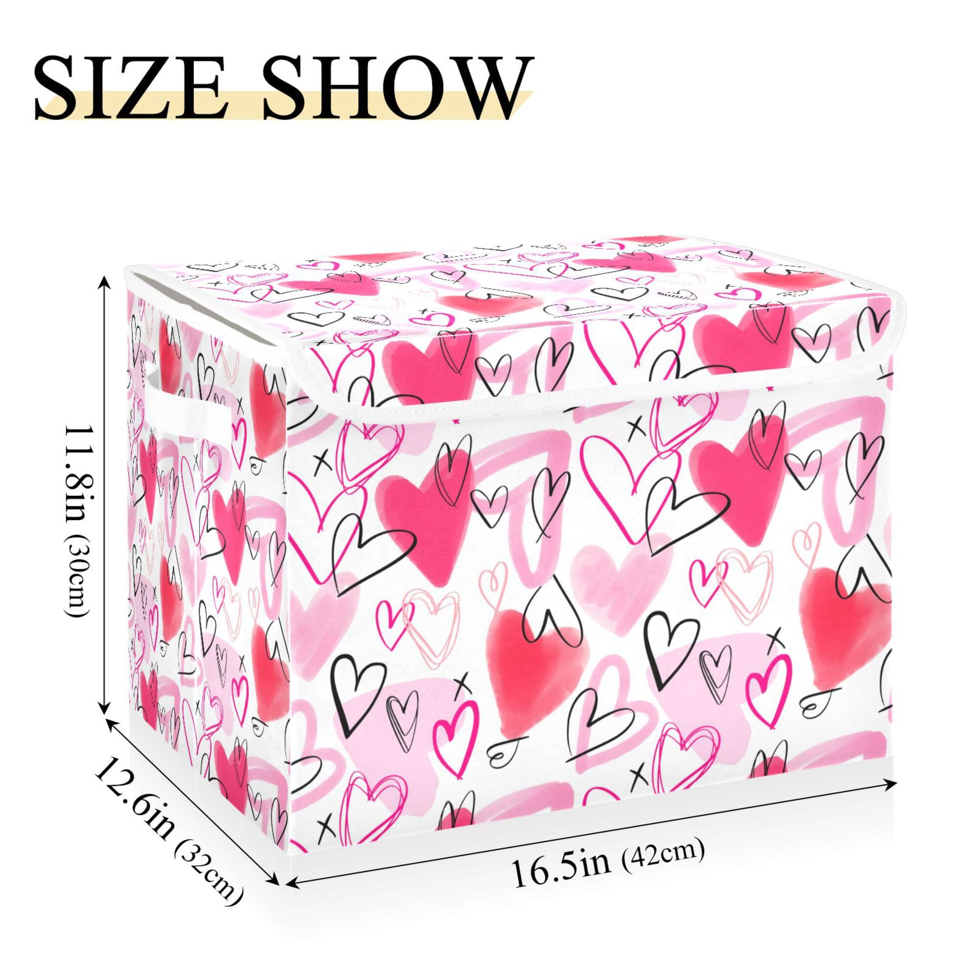 Xigua Valentine'S Day Storage Bins With Lids And Carrying Handle,Foldable Storage Boxes Organizer Containers Baskets Cube With C