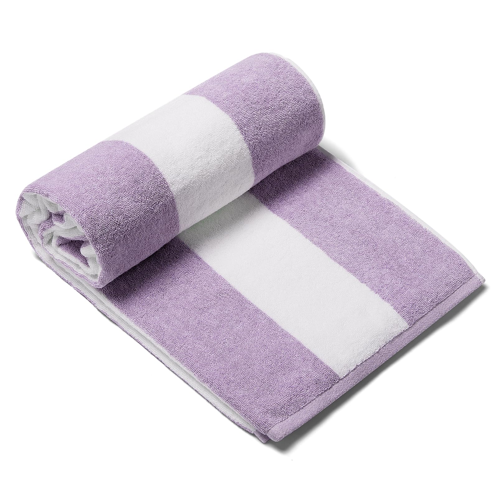 Clowood Plush Oversized Beach Towel - Cotton 40 X 72 Inch Large Thick Purple Striped Cabana Pool Swimming Towel