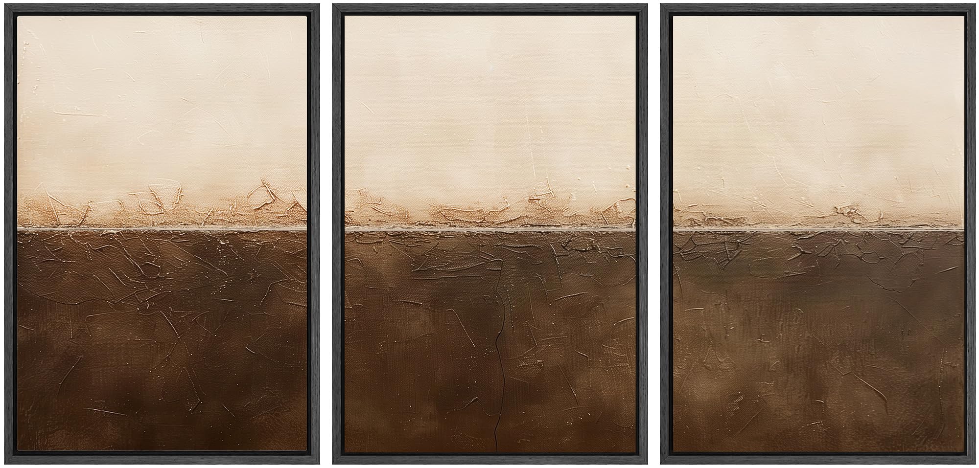 Signwin Framed Canvas Print Wall Art Set Earthen Cracks Abstract In Warm Browns Abstract Modern Art Bohemian Decorative For Livi