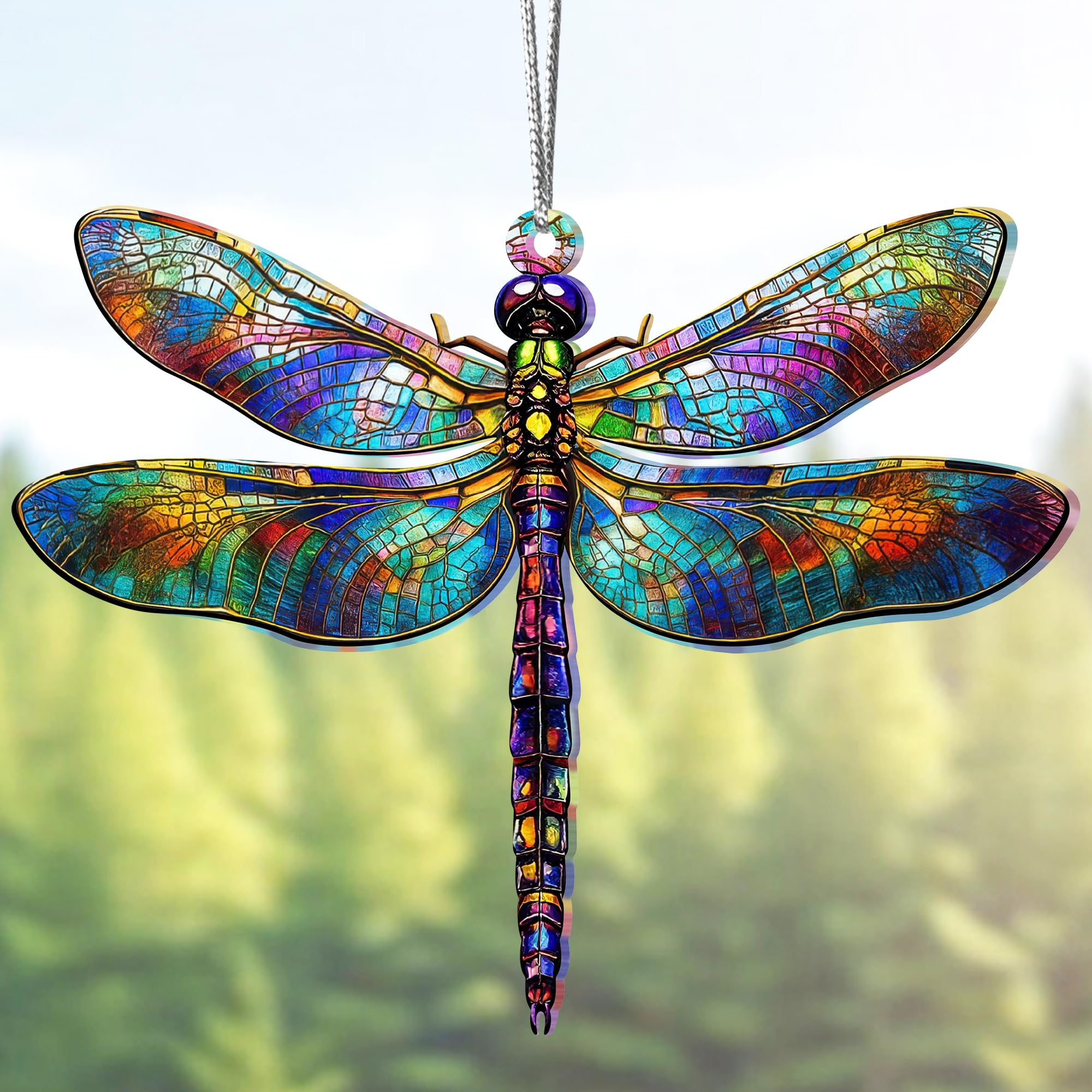 Sensemory Dragonfly Gifts for Women, Dragonflies Decor Suncatcher Effect, Dragon Fly Stained Glass Effect, Dragonfly Ornaments f
