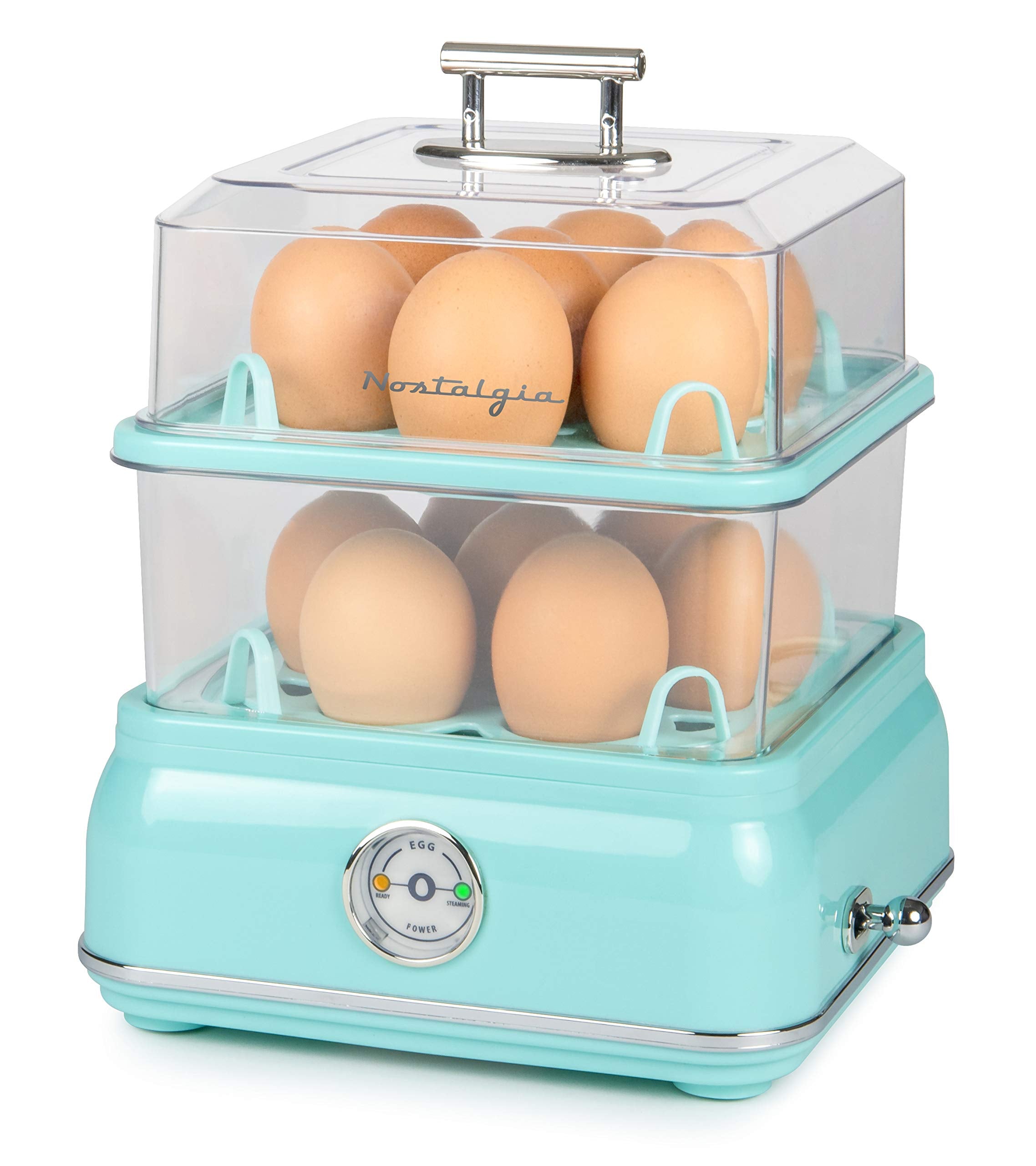 Nostalgia Clec14Aq Retro Premium 14 Capacity Electric Large Hard-Boiled Egg Cooker, Poached, Scrambled, Omelets, Whites, Sandwic