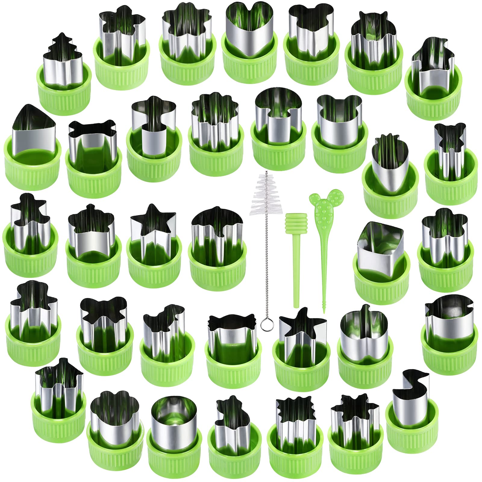 New Live 35 Pack Cookie Cutters Vegetable Fruit Cutter Shapes Stamps Mold Mini Cookie Cutters