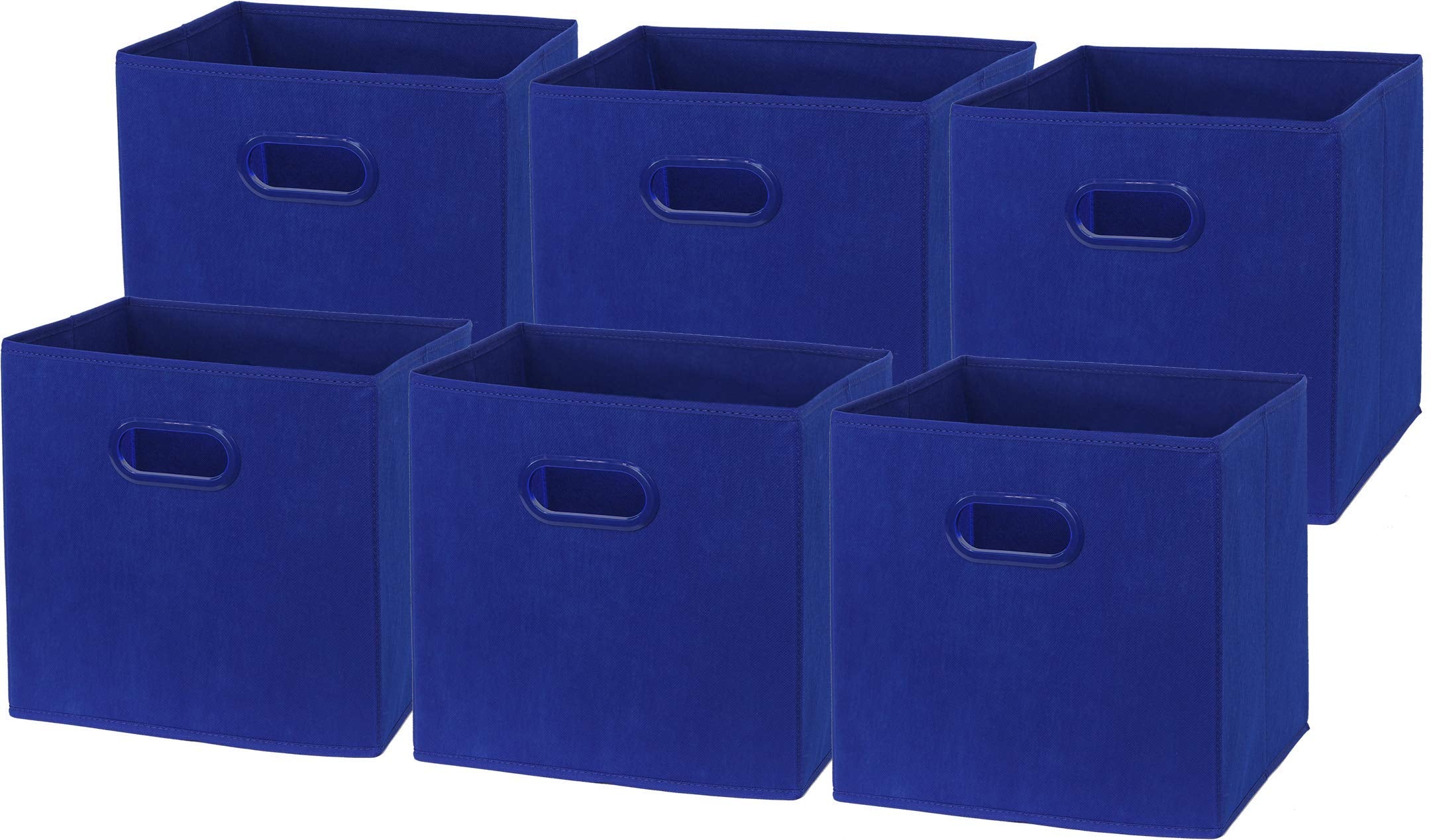 Simple Houseware Foldable Cube Storage Bin With Handle, Dark Blue - 6 Pack