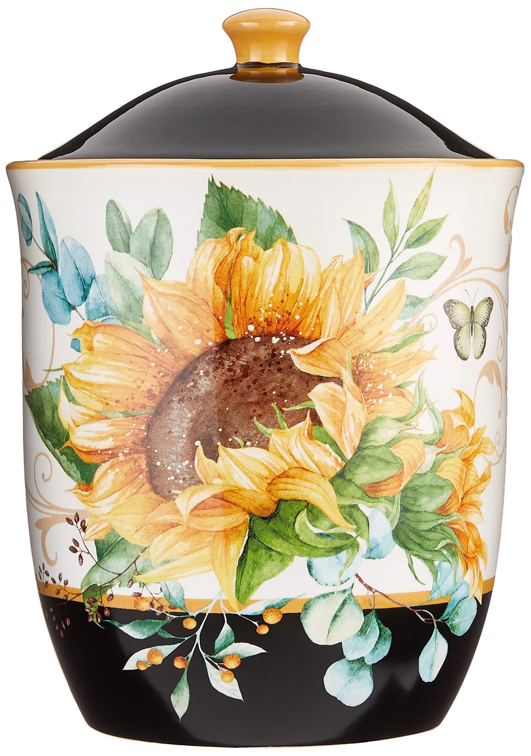 Certified International Sunflower Fields 3 Piece Canister Set, 52 Oz, 74 Oz, 96 Oz. Capacity, Multi Colored
