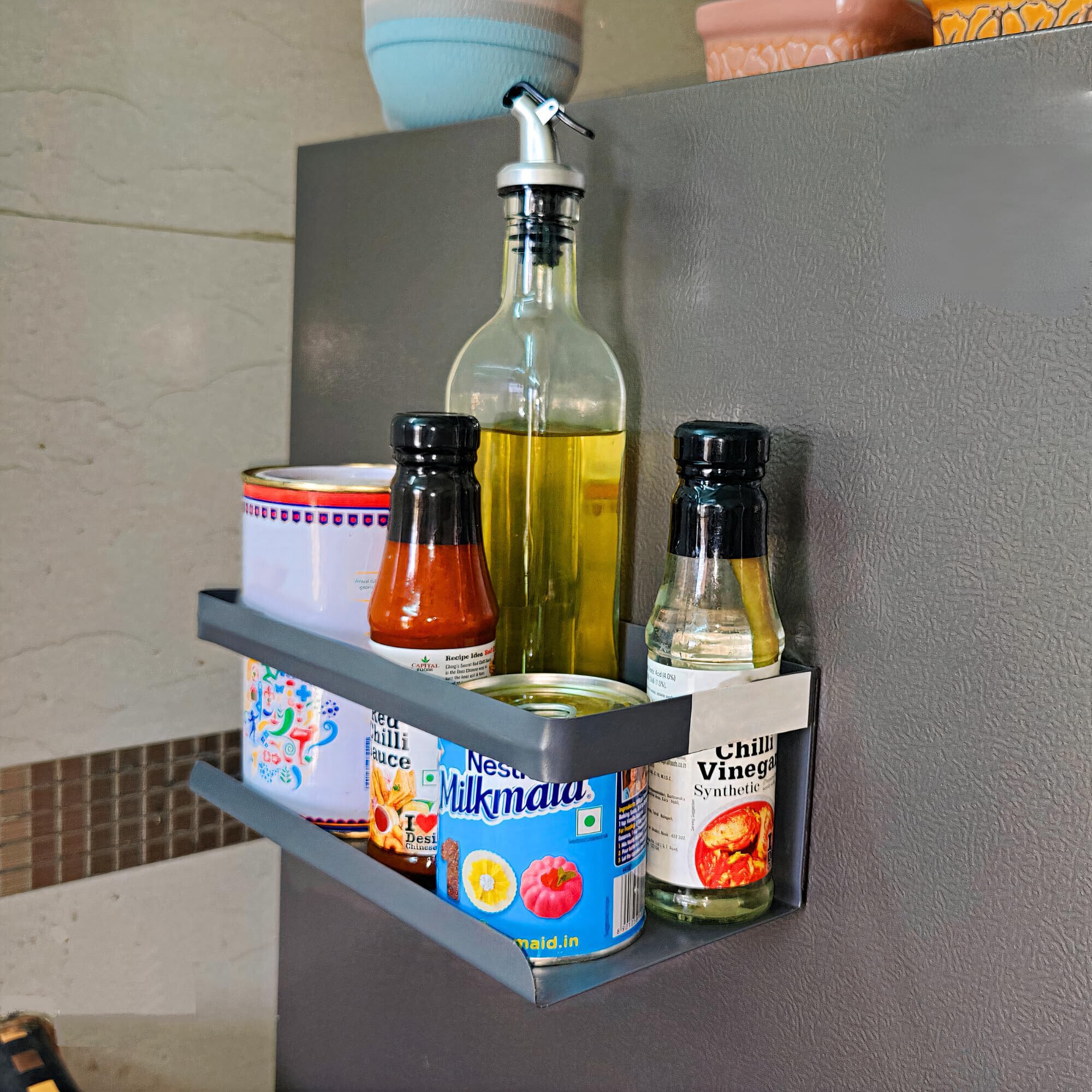 Ohumlabs Kitchen Organizer Storage Spice Magnetic Rack, Decorate Your Fridge, Washing Machine & Microwave Oven With Magnetic Met