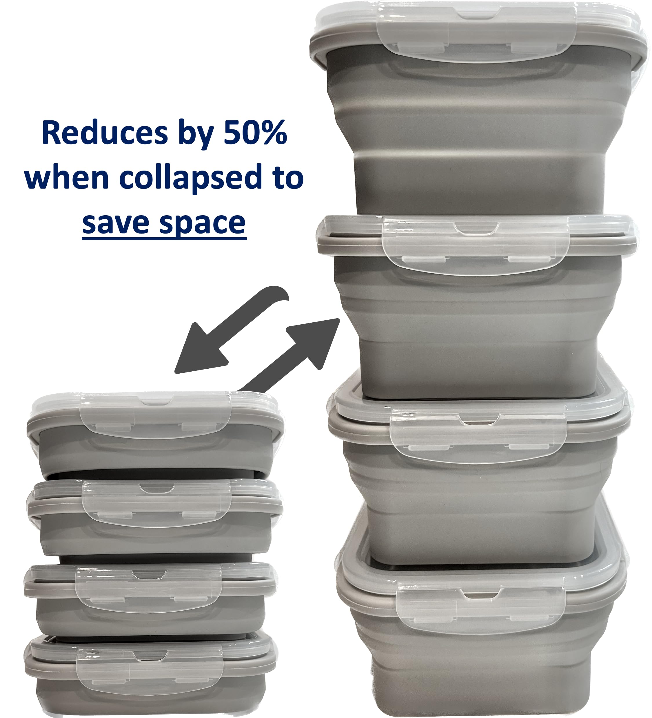 Cocina Vida Collapsible Silicone Food Storage Containers With Airtight Lids | Kitchen Stackable Lunch Box Microwave Dishwasher S