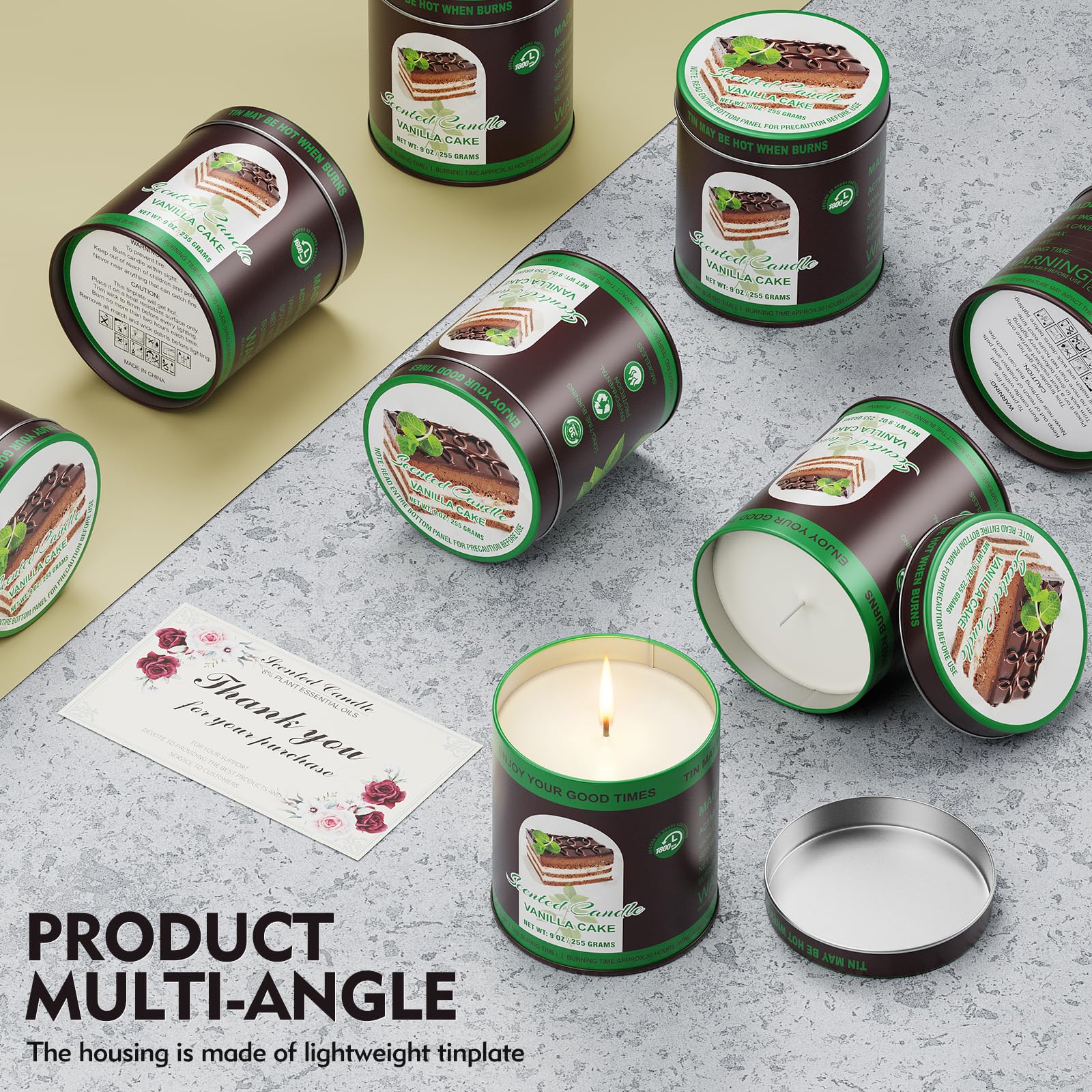 2 Pack Scented Candles (90 Total Burn Hours) - Soy Wax Candles 9 oz Each in Tin - Long Lasting Aromatherapy Candle Gift Set (Van