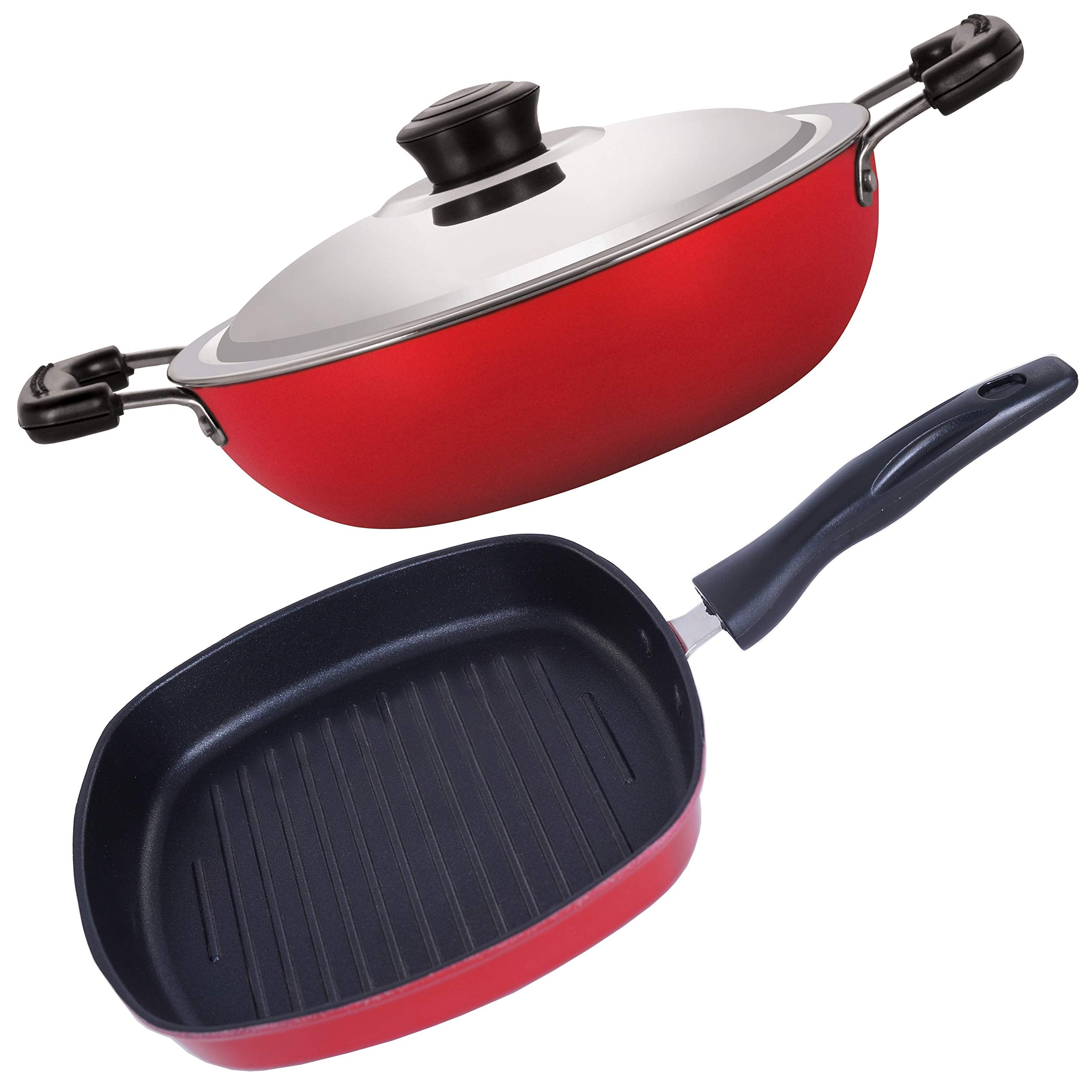 Nirlon NonStick Aluminium Gas Compatible Cookware Utencils Combo Set, 2 Piece Set