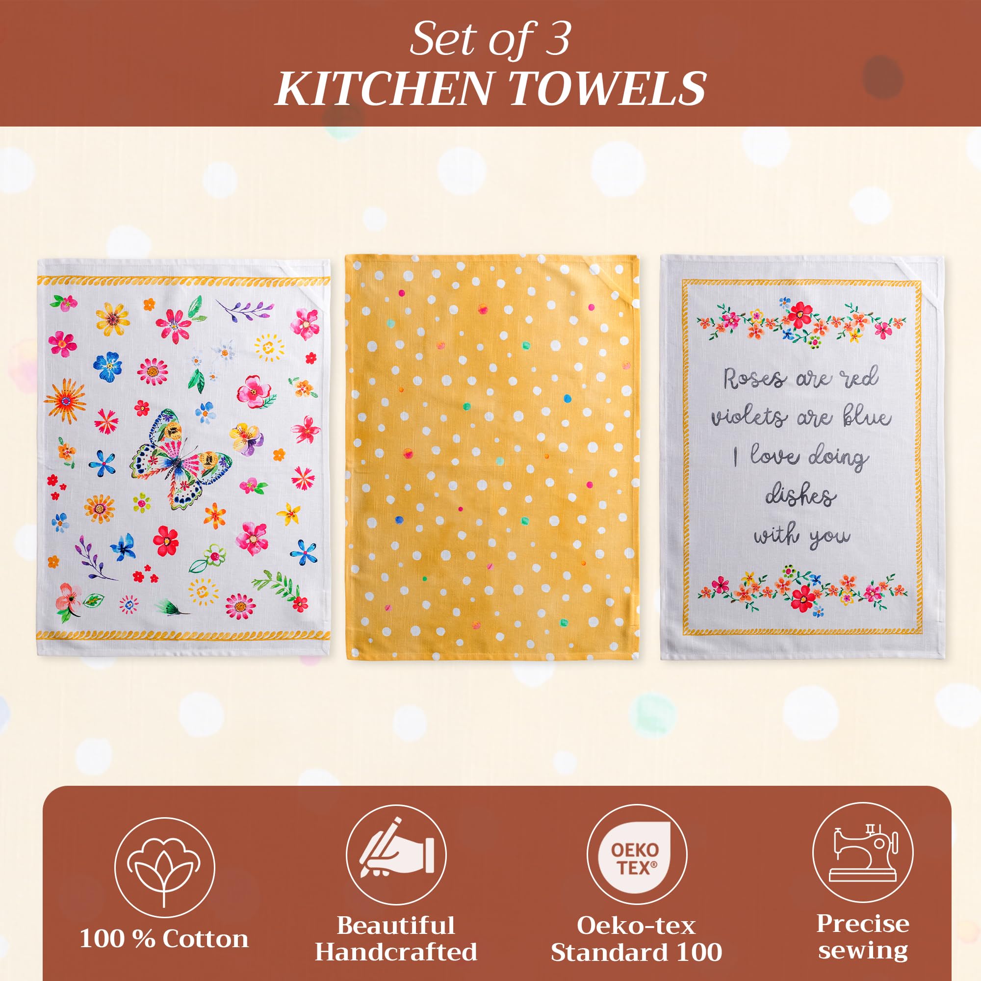 Maison D Hermine Dishcloth Set Of 3, 100% Cotton Kitchen Towel For Gifts, Dining, Kitchen, Party, Wedding, Restaurant & Camping,