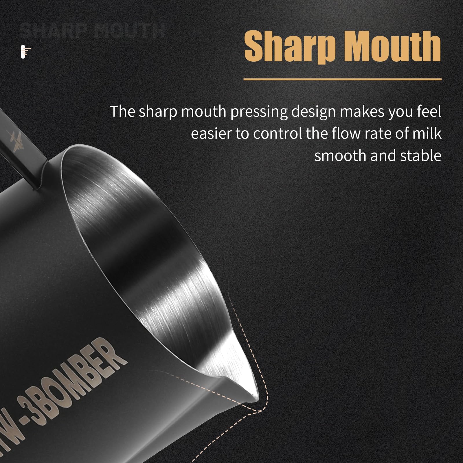 Mhw-3Bomber Milk Frothing Pitcher, 16Oz/450Ml Milk Frother Cup For Barista, Sus304 Stainless Steel Espresso Steaming Pitchers Fo